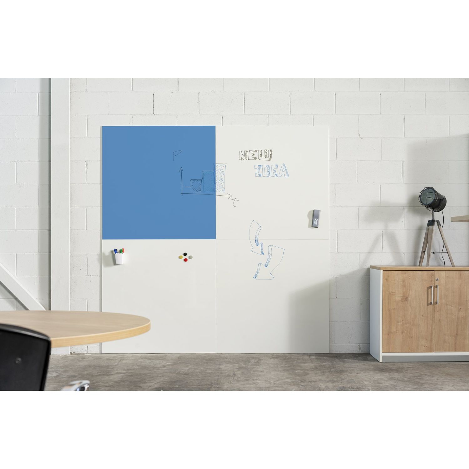 ROCADA Skincolour Dry-Wipe Board with Magnetic Lacquered Surface 100x100cm - Blu
