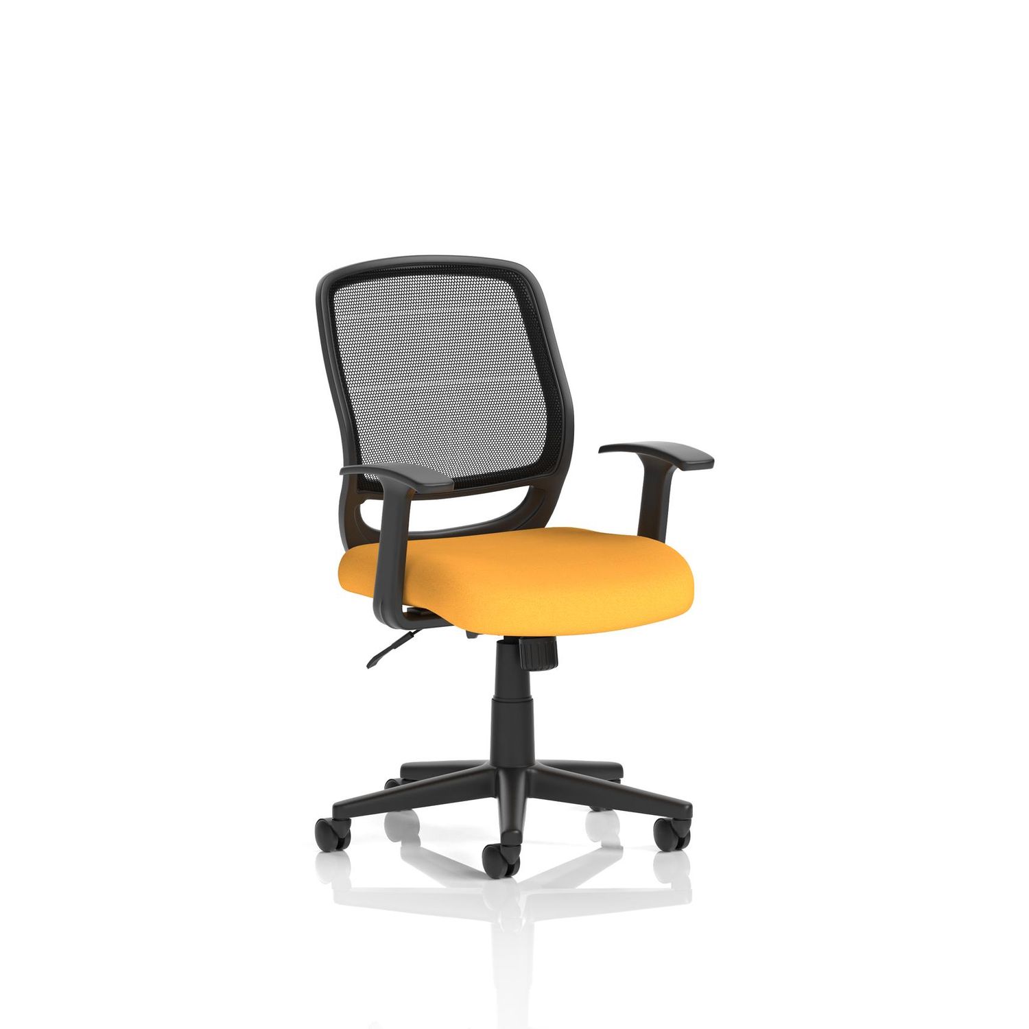 Mave Task Operator Chair Black Mesh with Arms Bespoke Colour Seat Senna Yellow