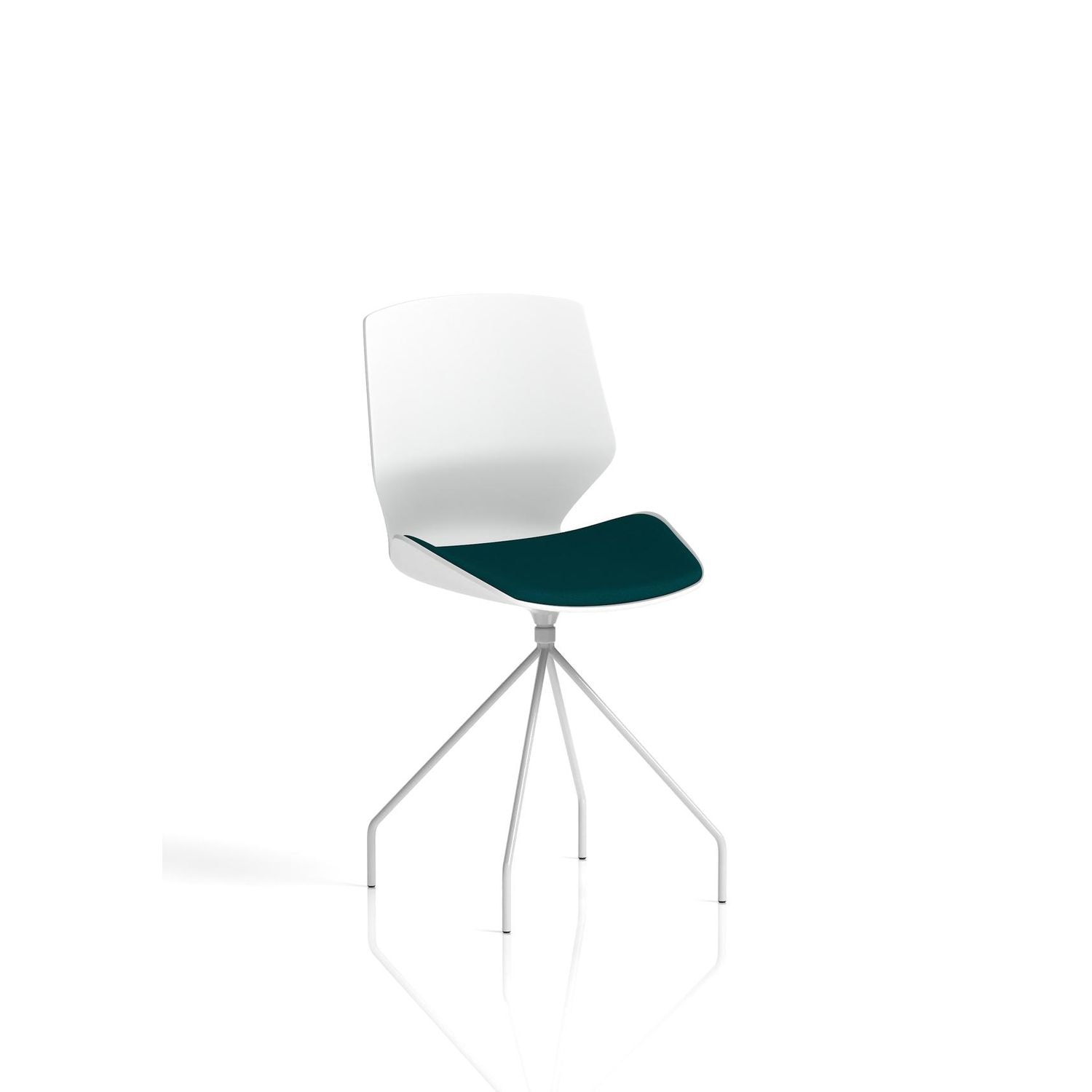 Florence Spindle White Frame Visitor Chair In Bespoke Seat Maringa Teal