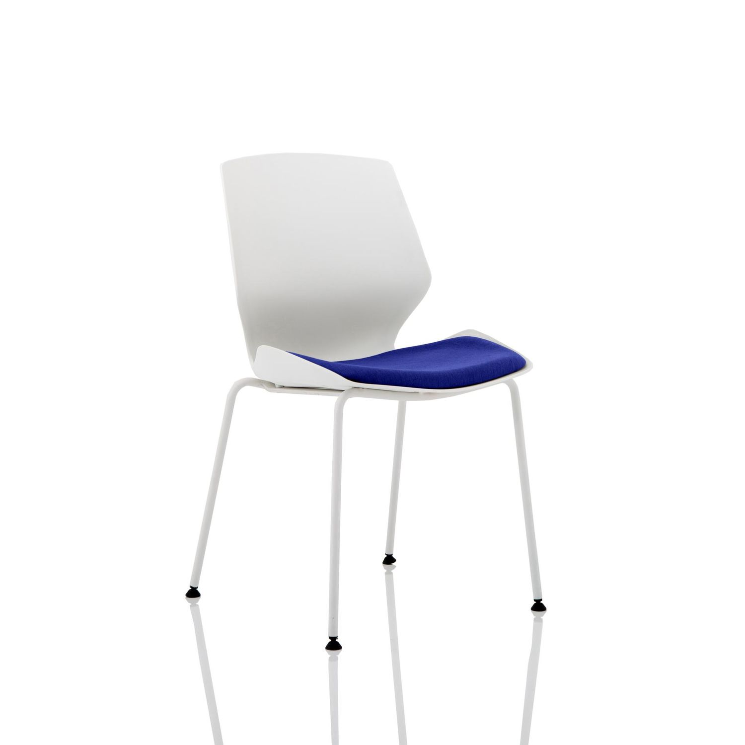 Florence White Frame Visitor Chair In Bespoke Seat Stevia Blue