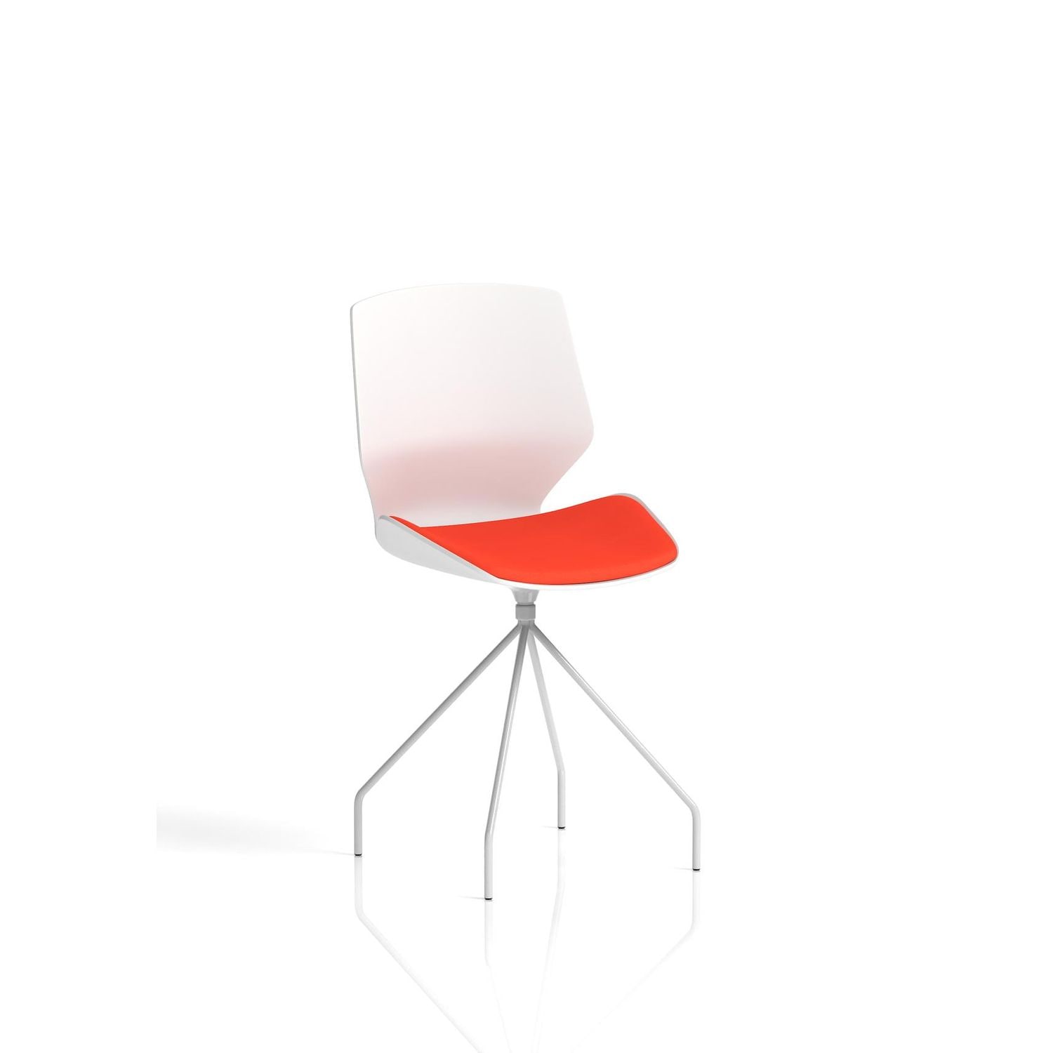 Florence Spindle White Frame Visitor Chair In Bespoke Seat Tabasco Orange