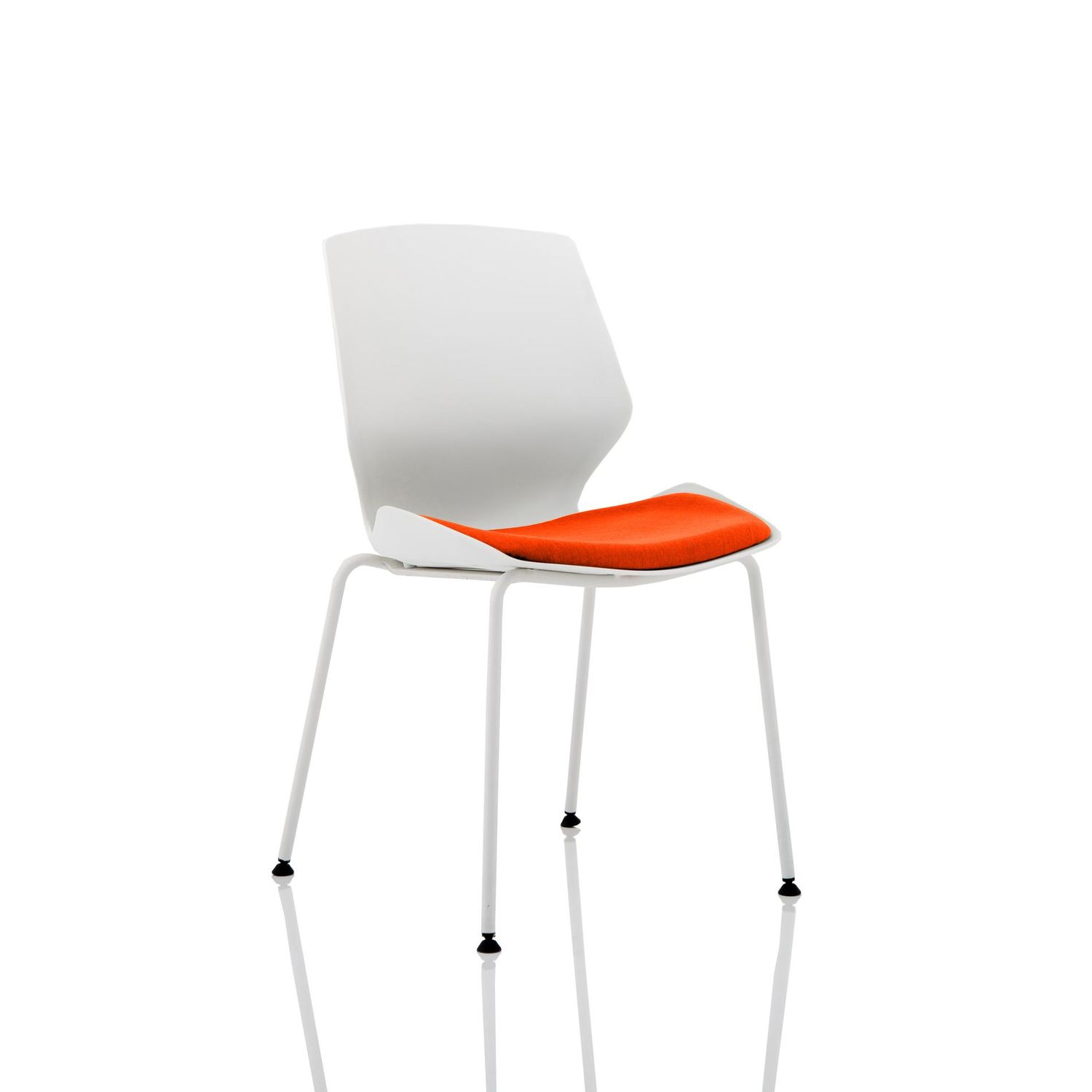 Florence White Frame Visitor Chair In Bespoke Seat Tabasco Orange