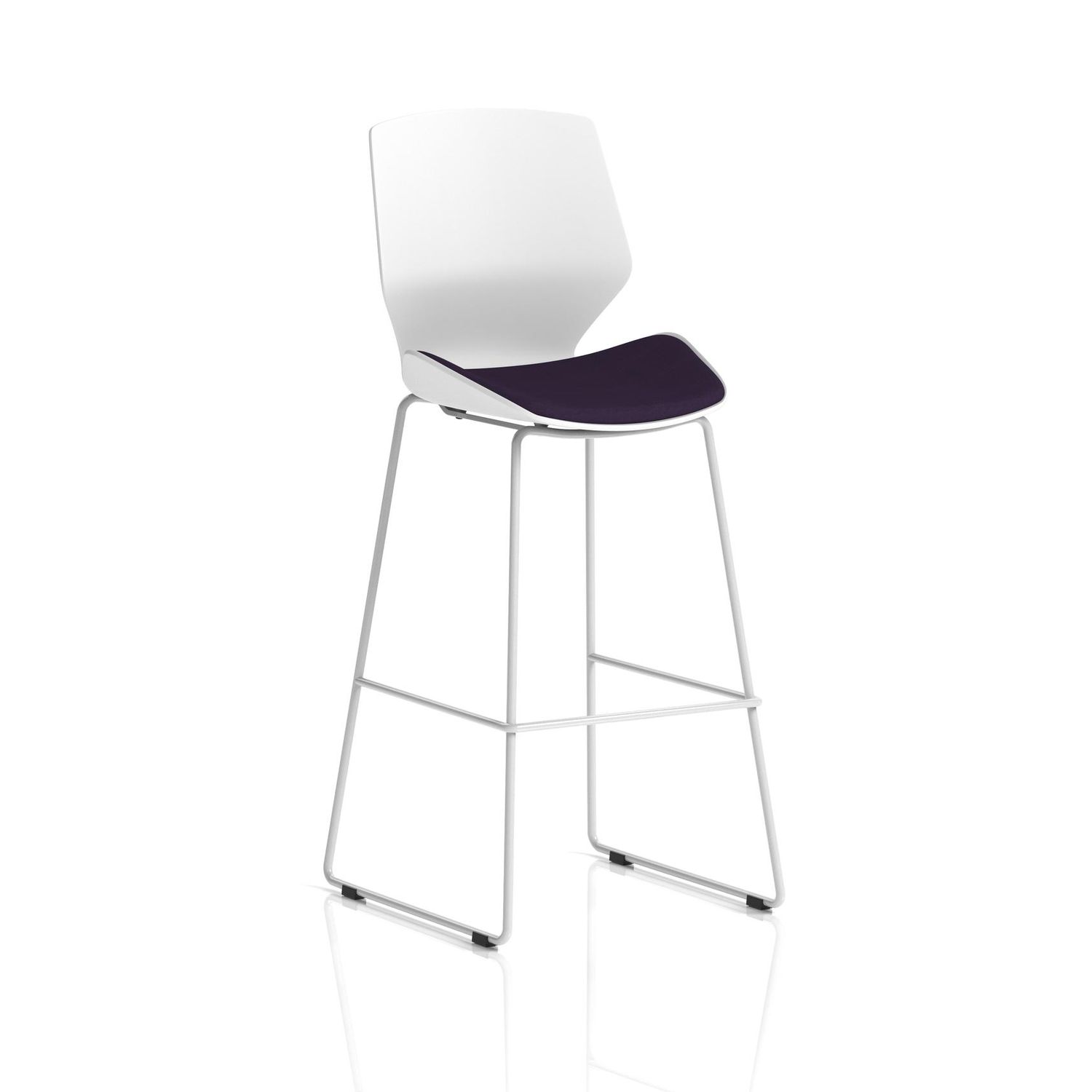 Florence White Frame High Stool In Bespoke Seat Tansy Purple