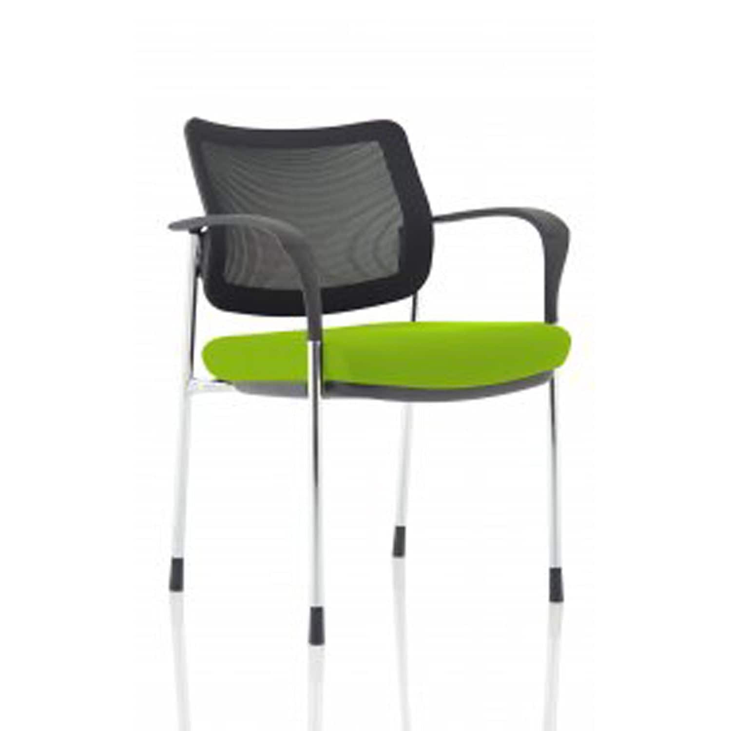 Brunswick Deluxe Mesh Back Chrome Frame Bespoke Colour Seat Myrrh Green with Arm