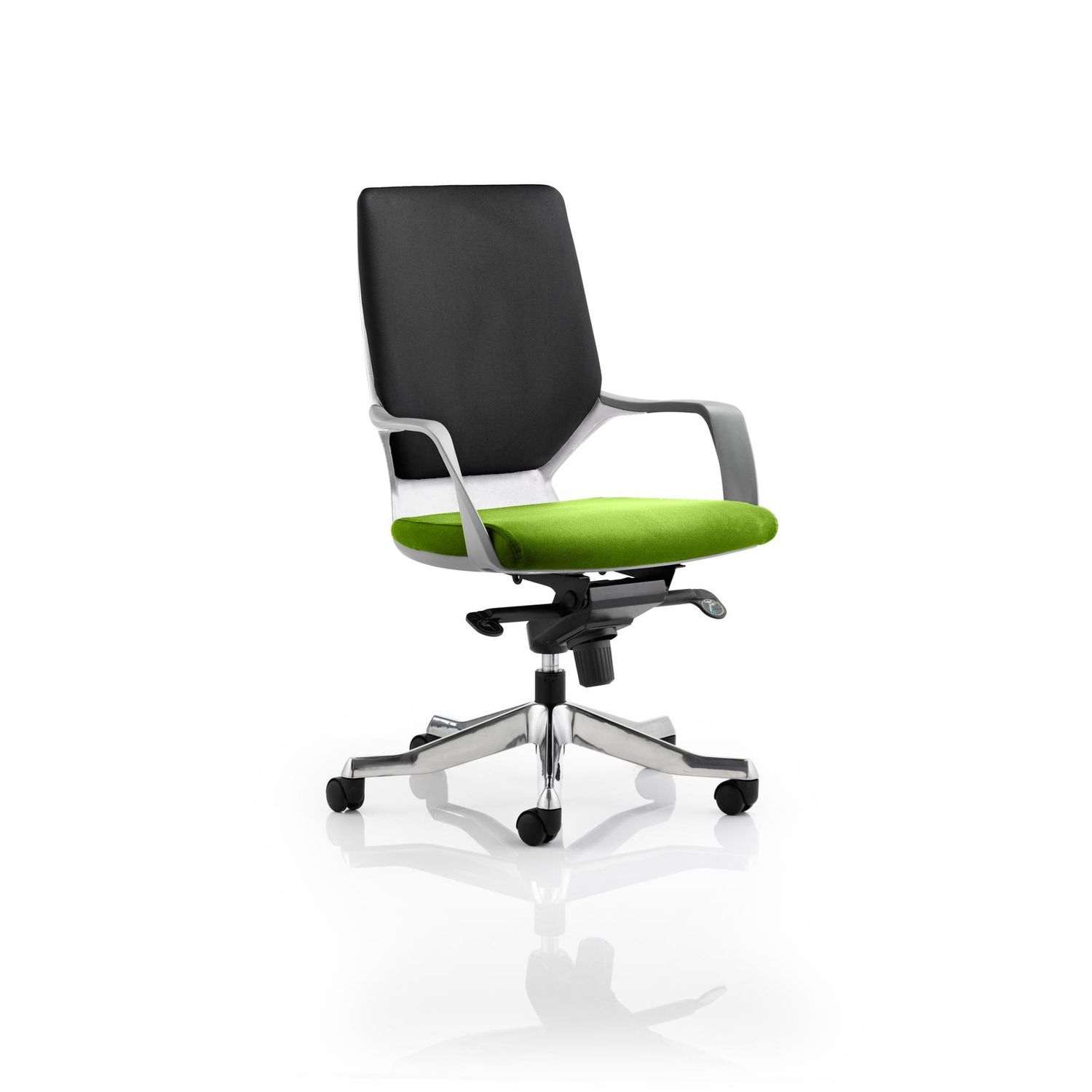 Xenon Executive White Shell Medium Back Bespoke Colour Seat Myrrh Green