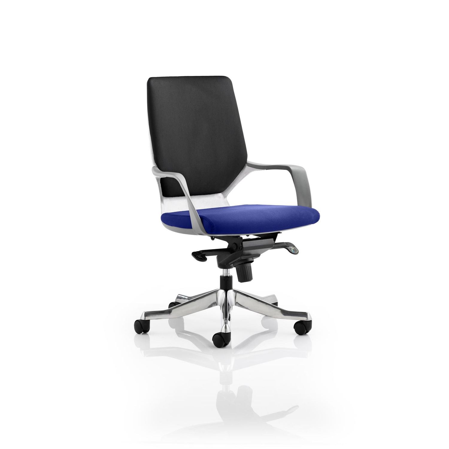 Xenon Executive White Shell Medium Back Bespoke Colour Seat Stevia Blue