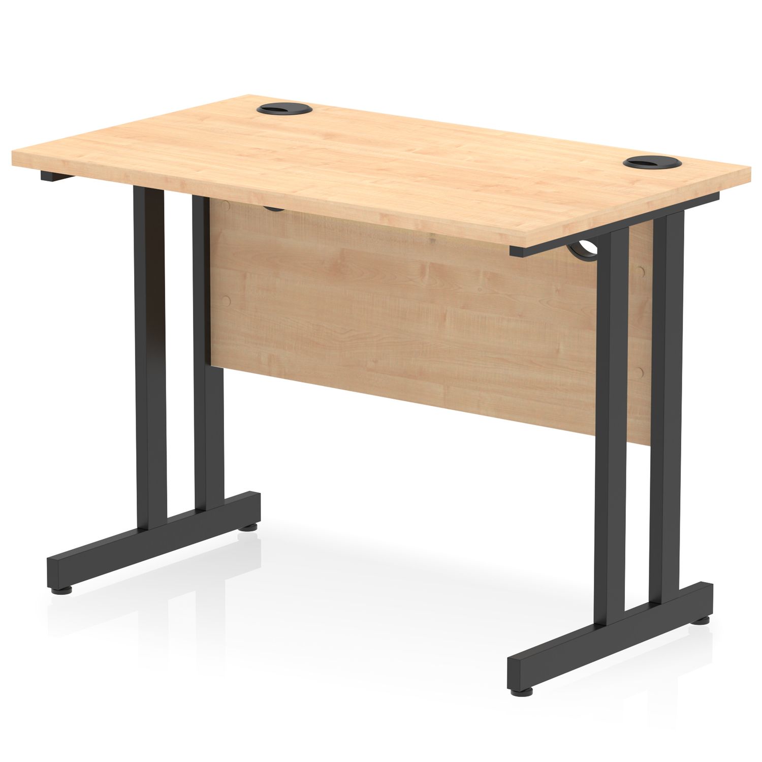 Impulse 1000 x 600mm Straight Office Desk Maple Top Black Cantilever Leg