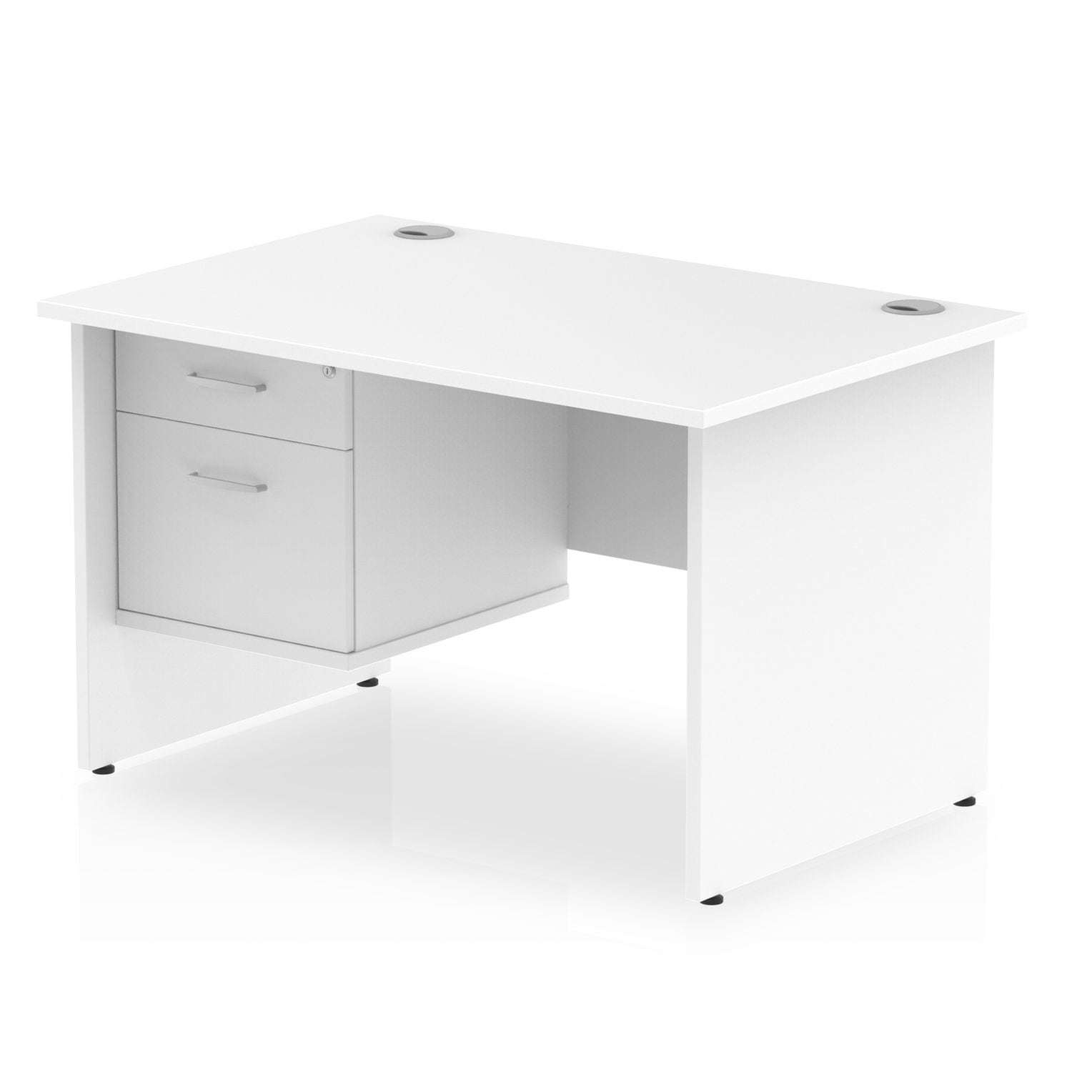 Impulse 1200 x 800mm Straight Office Desk White Top Panel End Leg Workstation 1
