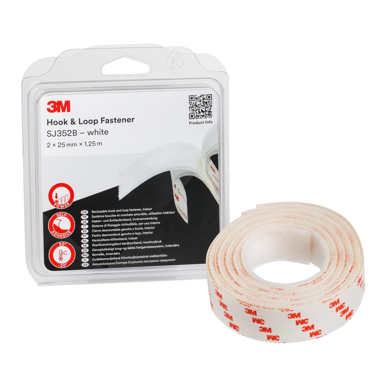 3M SJ352B 25mmx1.25M White Tape 4.4mm Blister IPC- you get 4