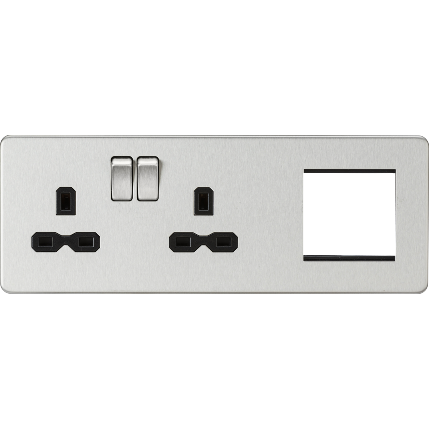 Knightsbridge Screwless 13A 2G Dp Socket + 2G Modular Combination Plate - Brushe