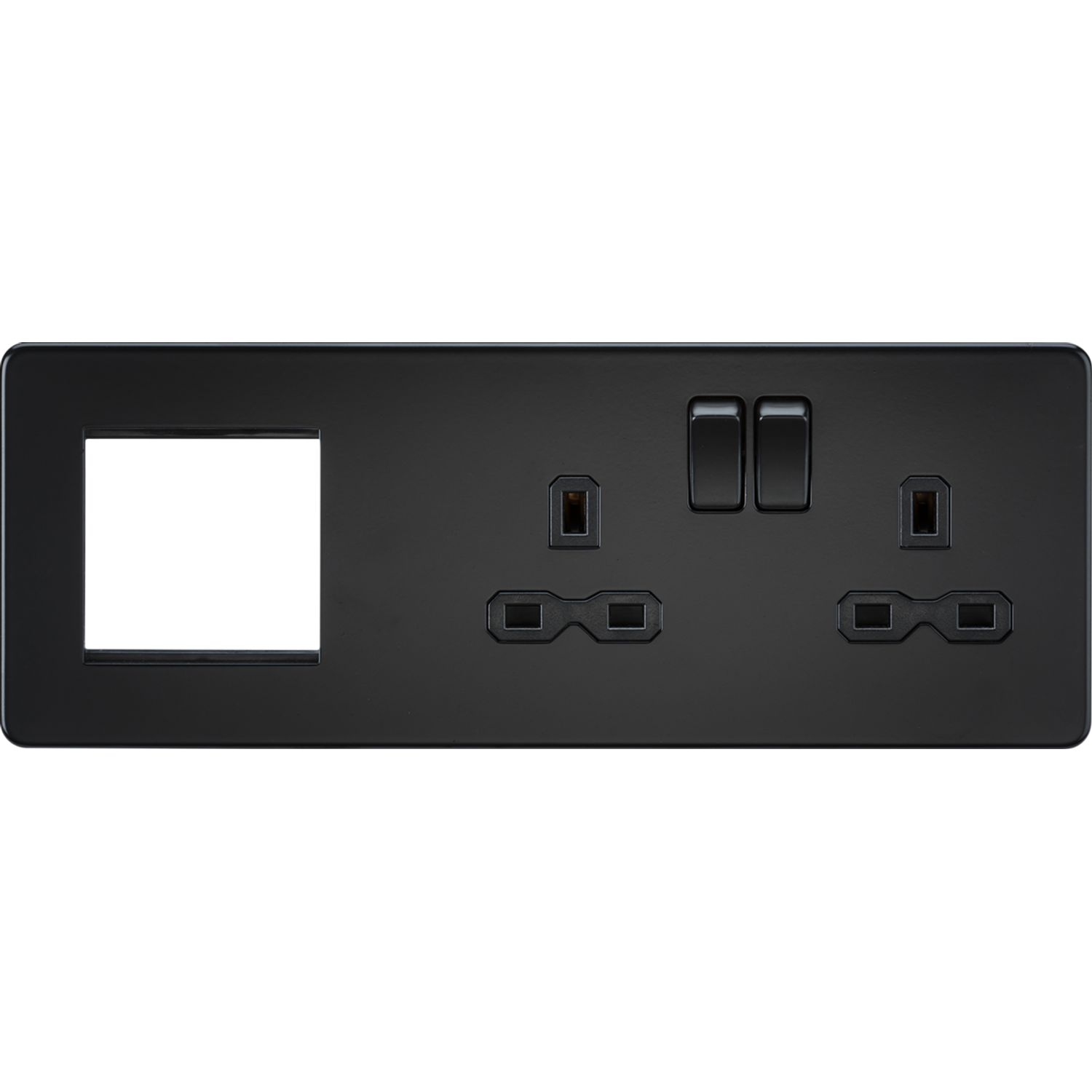 Knightsbridge Screwless 13A 2G Dp Socket + 2G Modular Combination Plate - Matt B