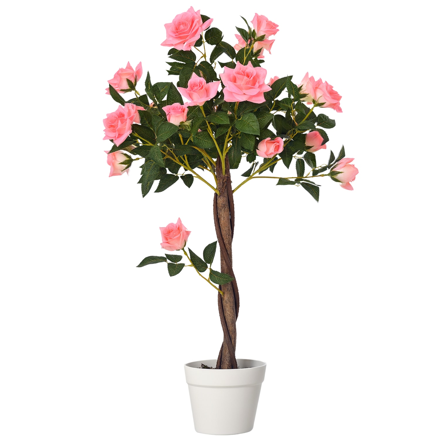 Outsunny 90cm/3FT Artificial Rose Tree Fake Decorative Plant w/21 Flowers Pot Pi