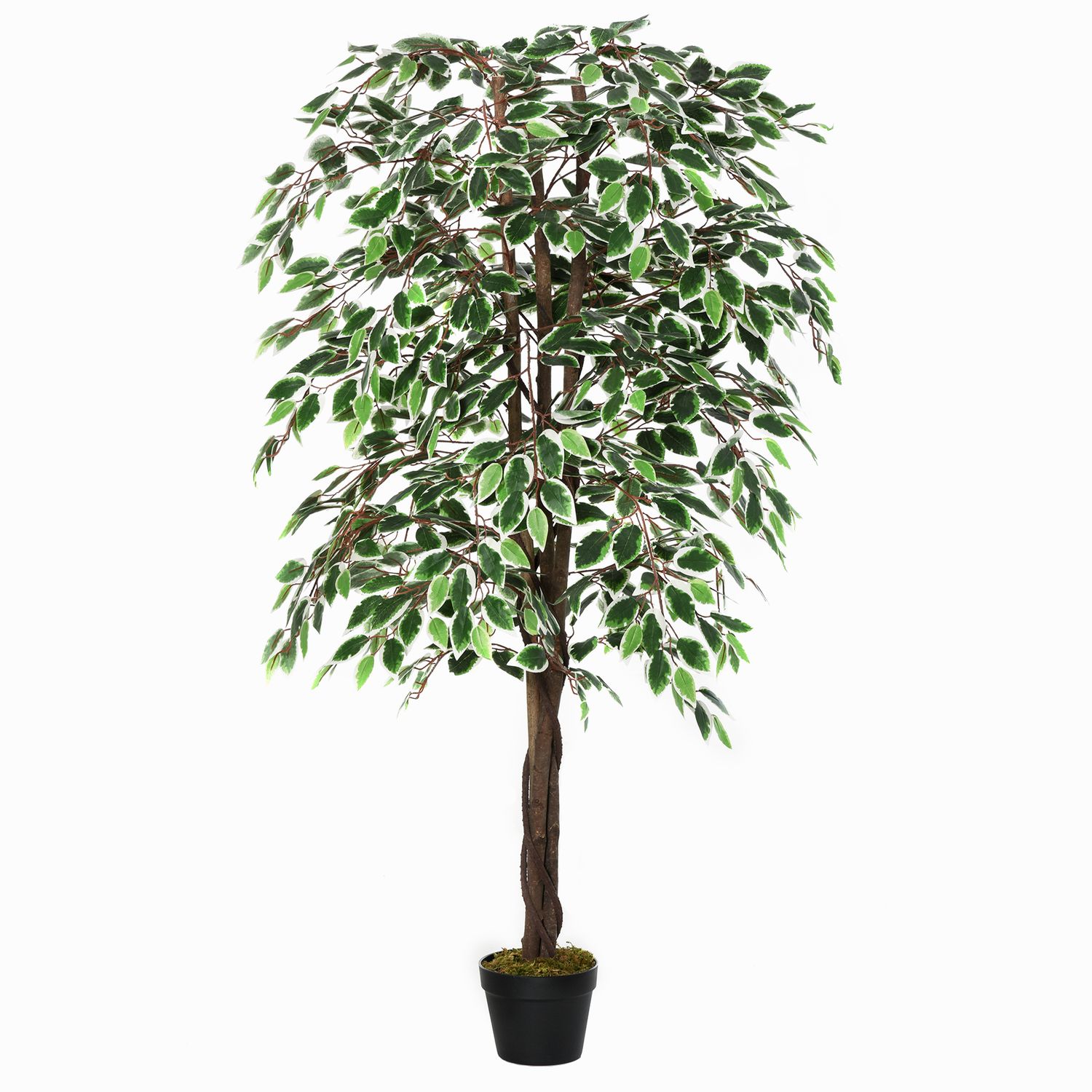 Outsunny Artificial 160cm/5.2FT Ficus Plant Fake Tree Potted Home D COR for Indo