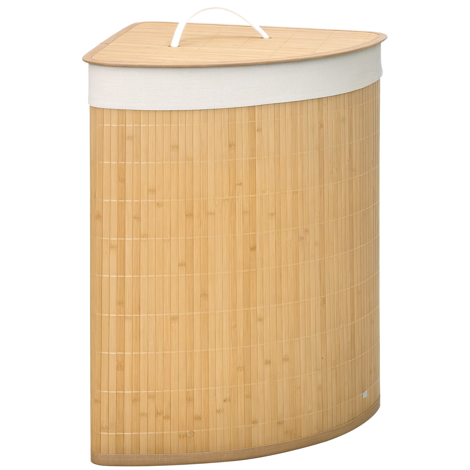 HOMCOM Bamboo Laundry Basket with Lid 55L Corner Laundry Hamper Washing Baskets