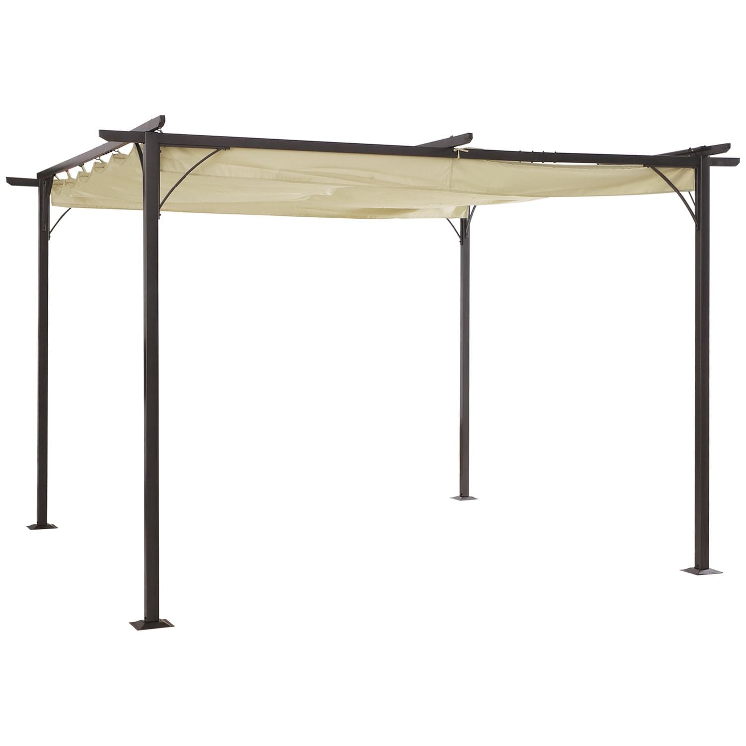 Outsunny 3.5 X 3.5M Steel Pergola Gazebo Backyard Porch Awning Retractable Canop