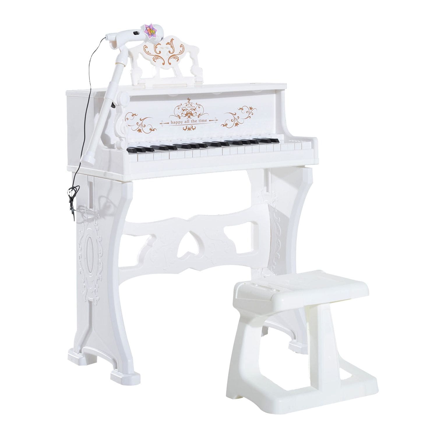 HOMCOM 37/32 Key Kids Electronic Keyboard Mini Grand Piano Stool Microphone Musi