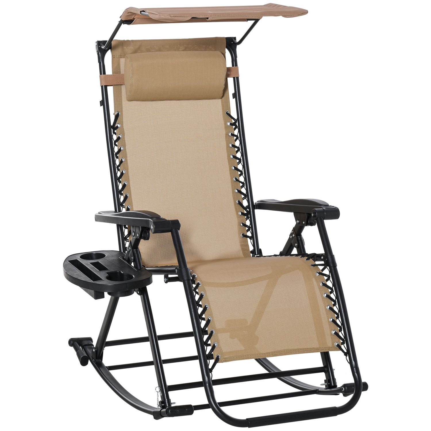 Outsunny Folding Recliner Chair Outdoor Lounge Rocker Zero-Gravity Seat w/Adjust