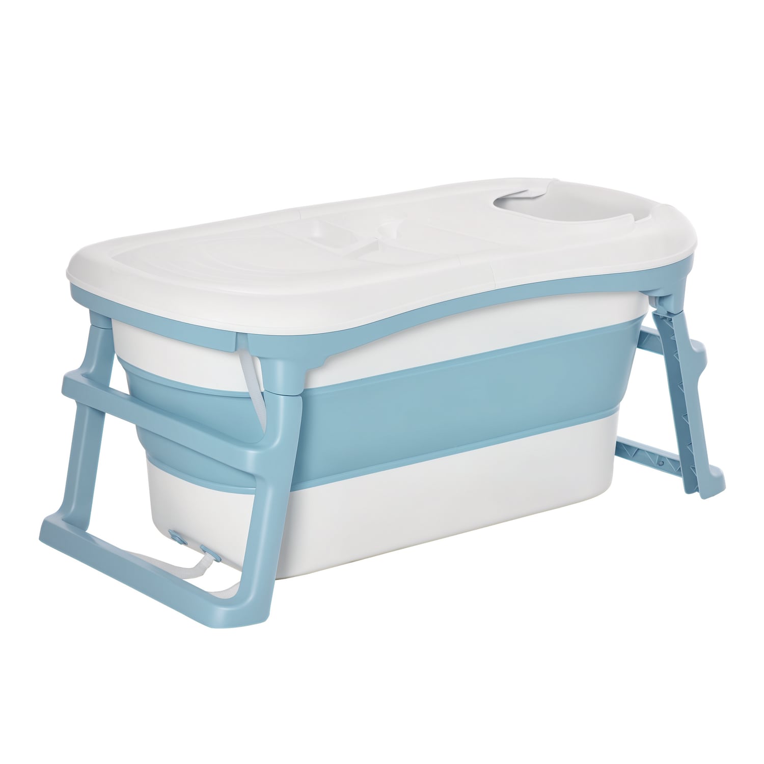 HOMCOM Foldable Baby Bathtub, for Toddlers, Kids W/Non-Slip Footpads, Cover - Bl