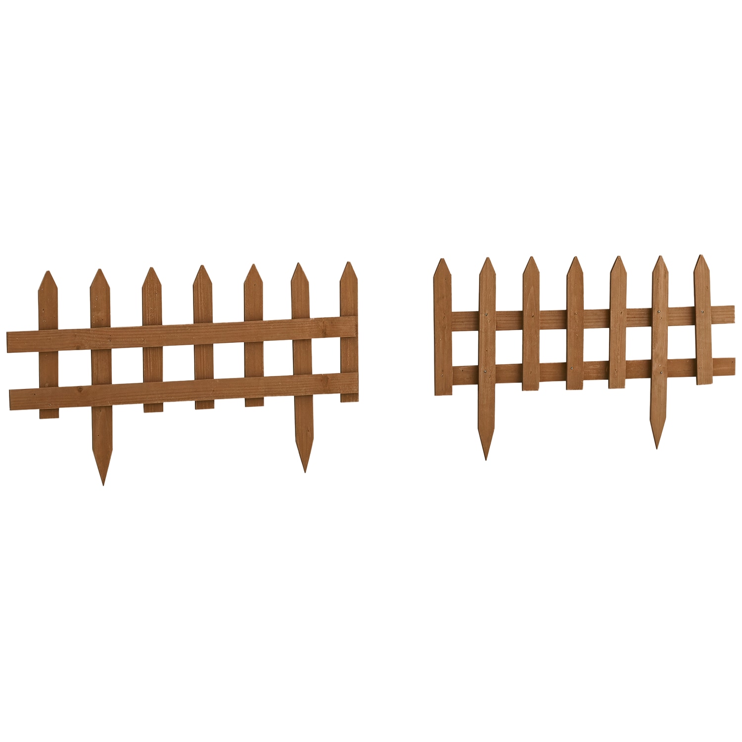Outsunny Pack of 12 Wooden Border Fences Garden Fixed Picket Fence for Lawn Brow