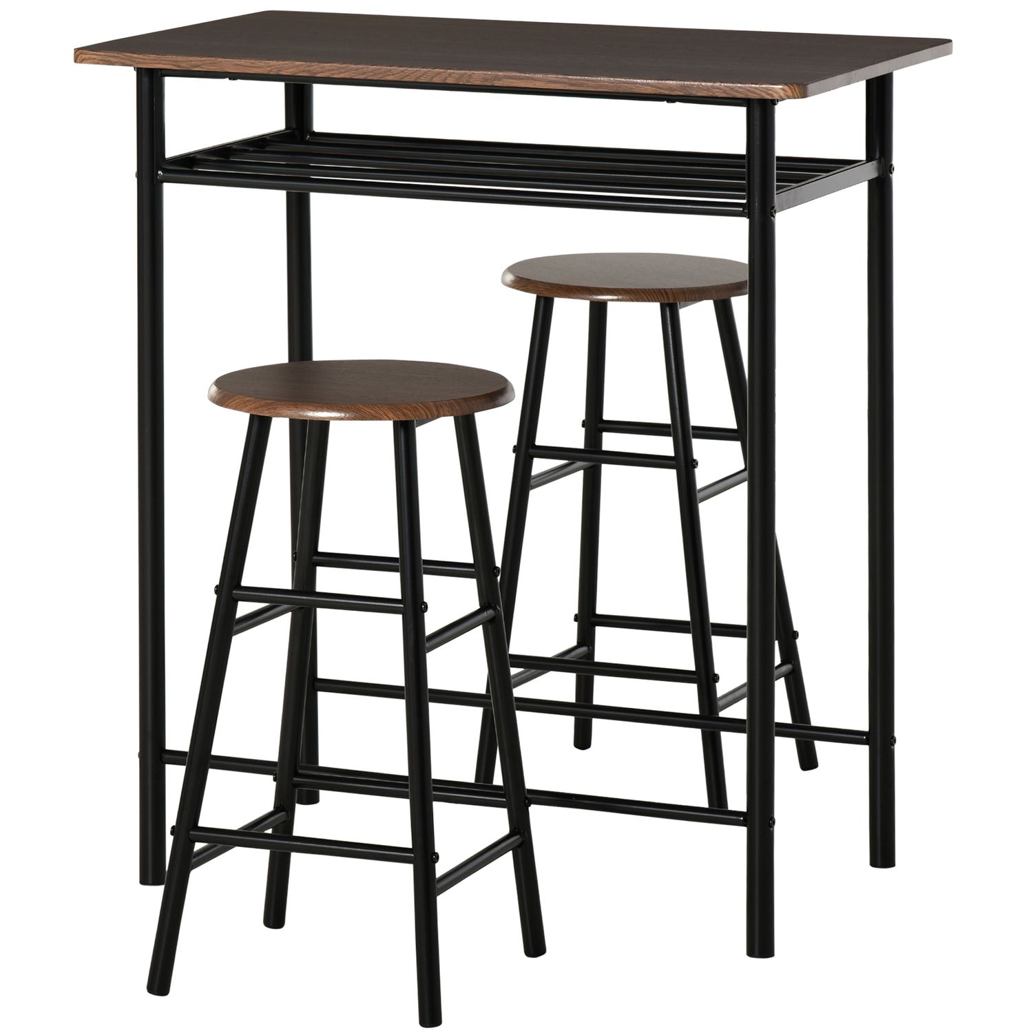HOMCOM 3-Piece Dining Kitchen Set with 1 Table and 2 Matching Chairs for Home Pu