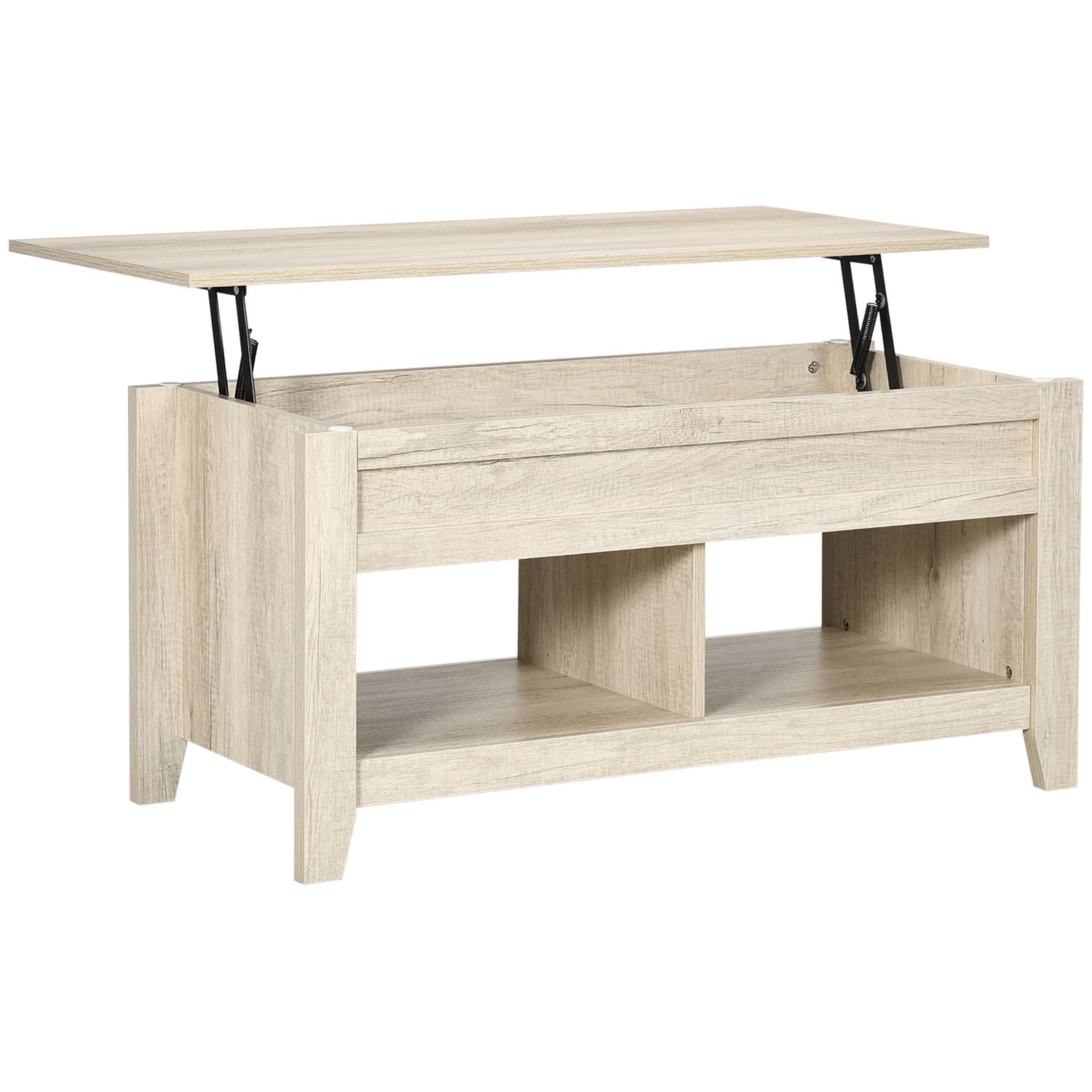 HOMCOM Lift Top Coffee Table W/Hidden Storage Compartment Open Shelf for Living