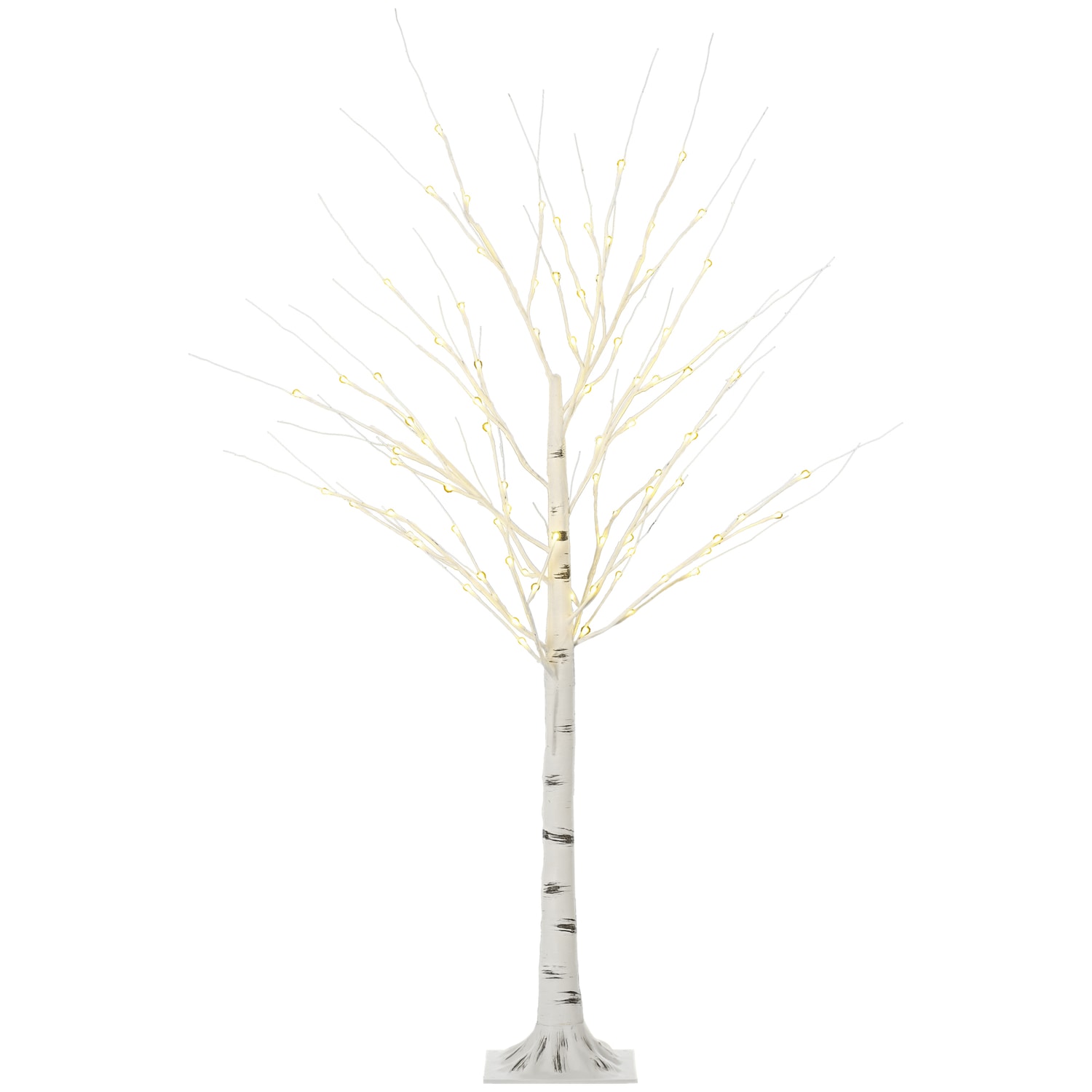 HOMCOM 5ft Artificial White Birch Tree with 96 Light for Indoor Covered Outdoor