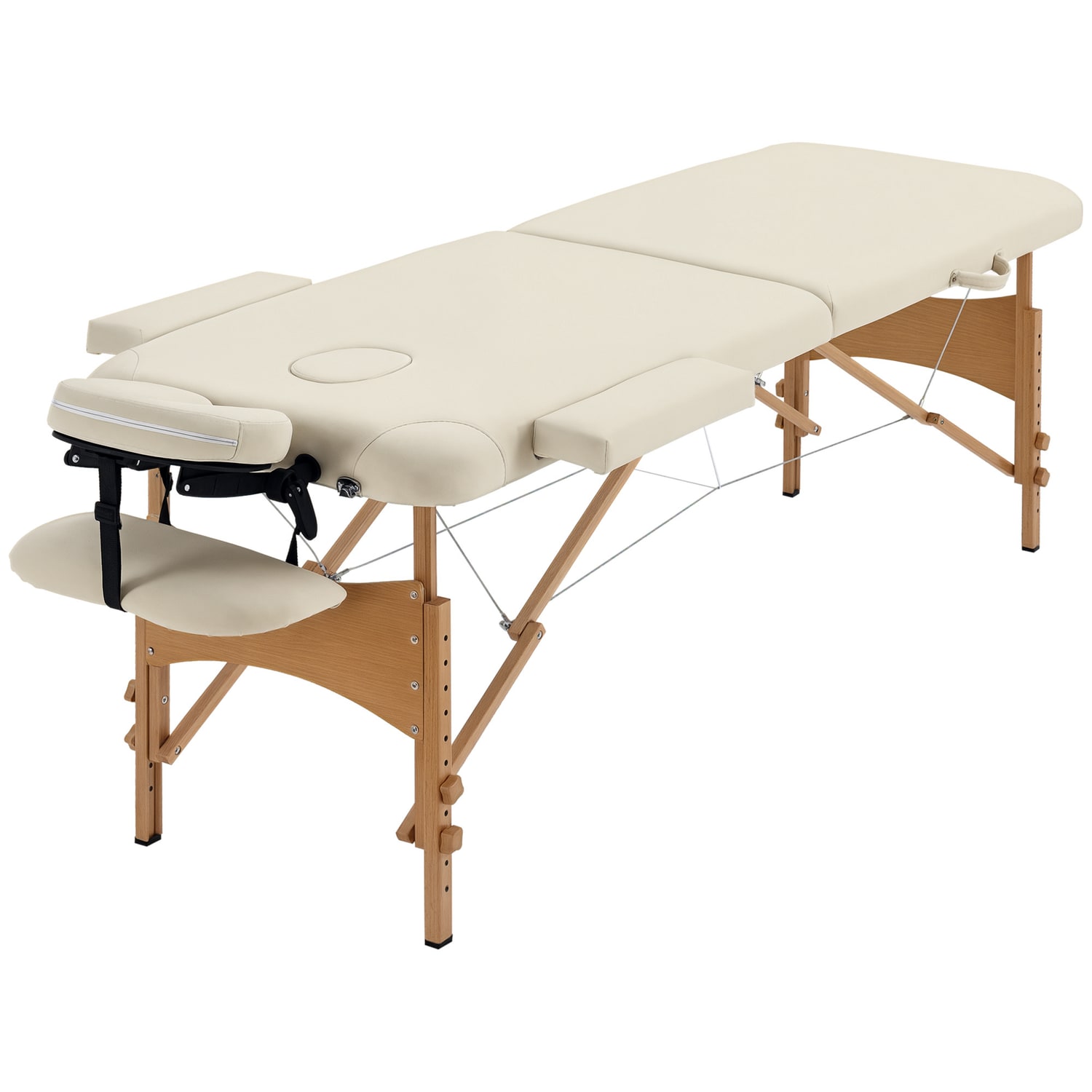 HOMCOM Portable Massage Bed Folding Spa Beauty Massage Table with 2 Sections Cre