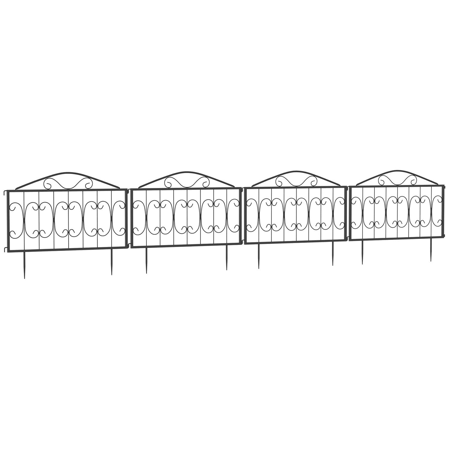 Outsunny 4PCs Garden Fencing Panels Flower Bed Border Edging Animal Barrier