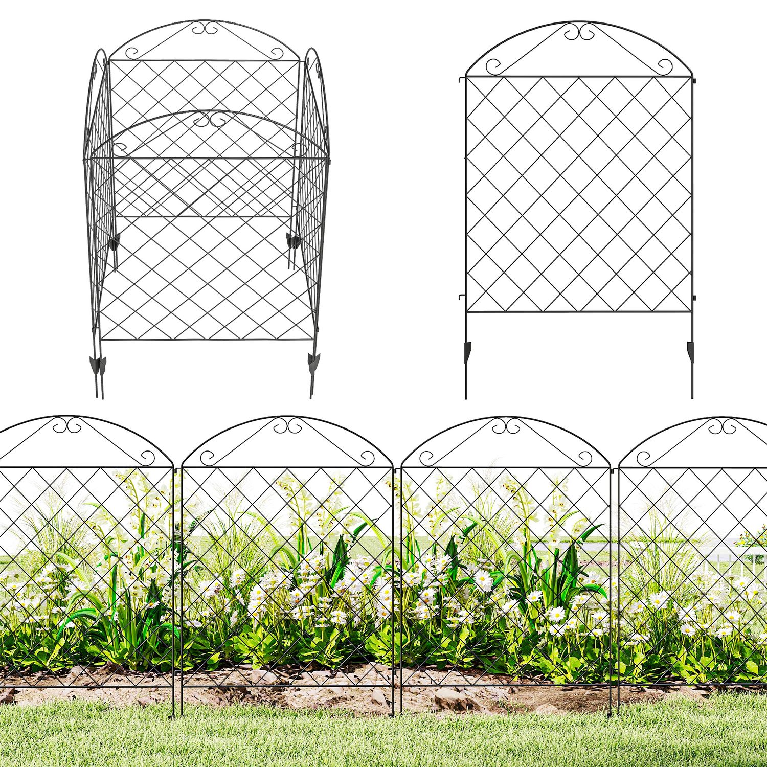 Outsunny Garden Fencing Panels, 43in X 11.5ft Flower Bed Border Edging Animal Ba