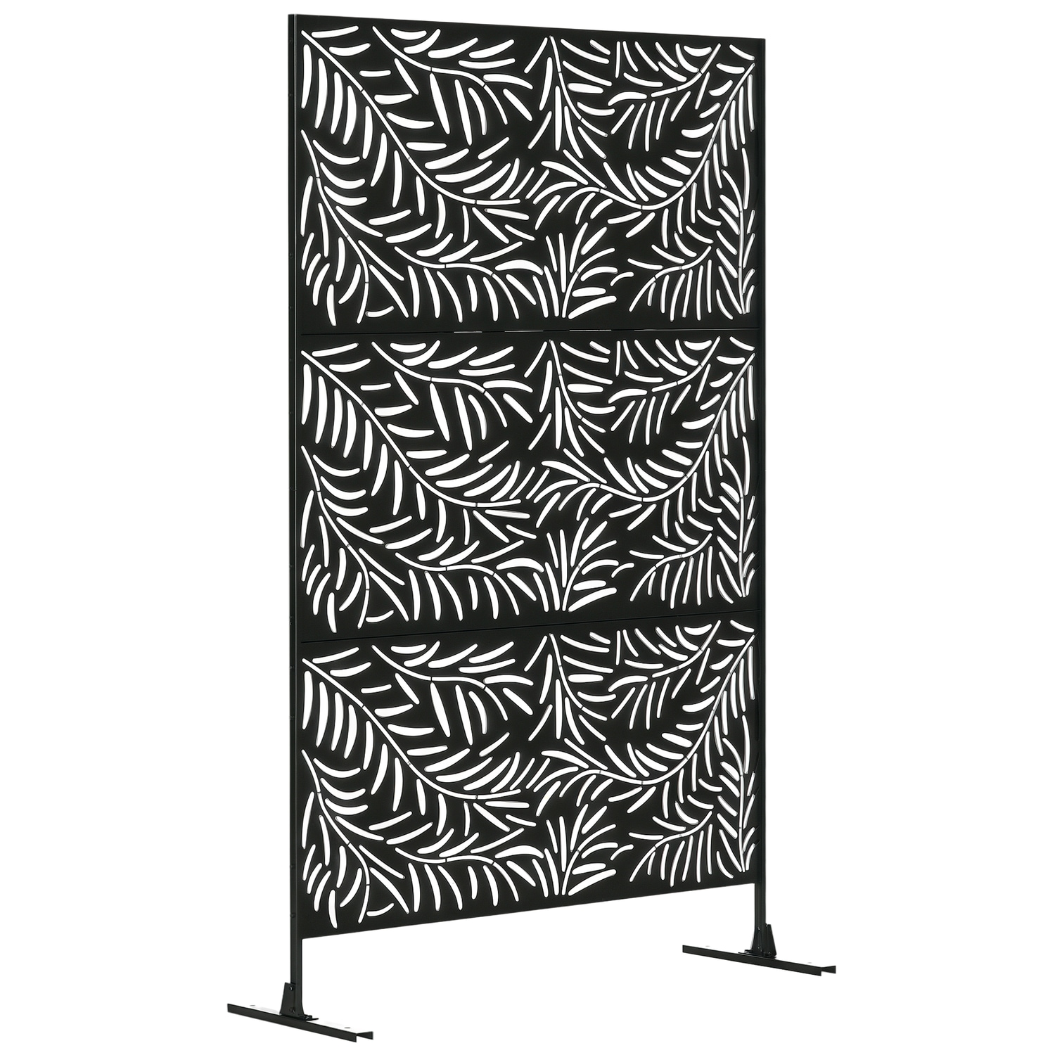 Outsunny 6.5FT Metal Outdoor Privacy Screen with Stand and Ground Stakes, Willow