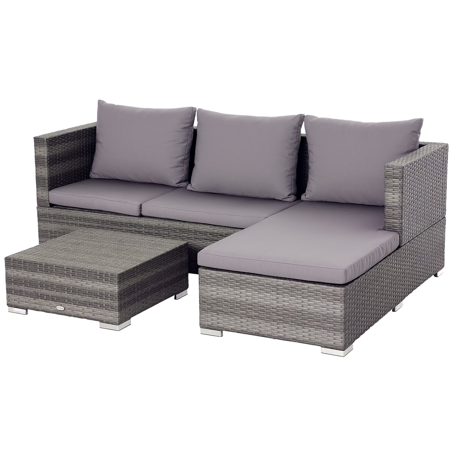 Outsunny Rattan Garden Furniture Sofa Patio Conservatory Wicker w/Cushion 4-Seat