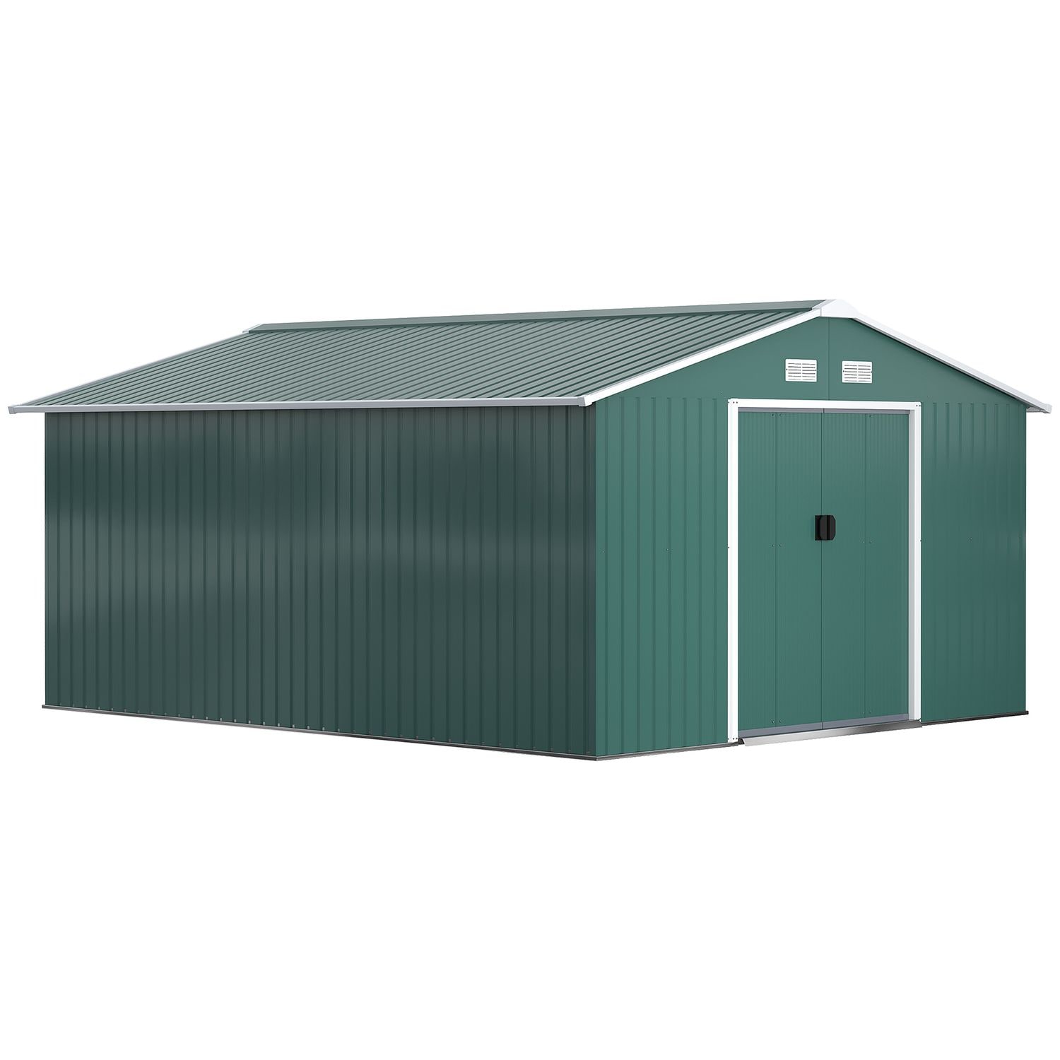 Outsunny Storage Garden Equipment 2 Door Shed Galvanised Metal Grey Outdoor845-0