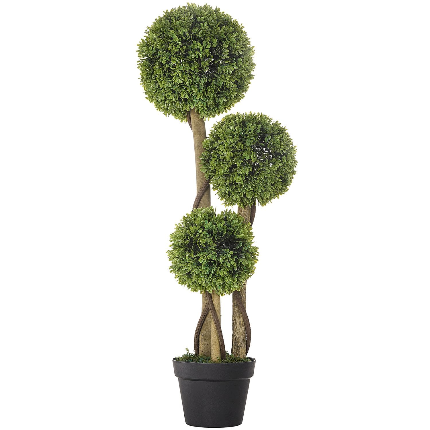HOMCOM Artificial Plants, 90cm Boxwood Ball Topiary Trees for Indoor Outdoor Dec