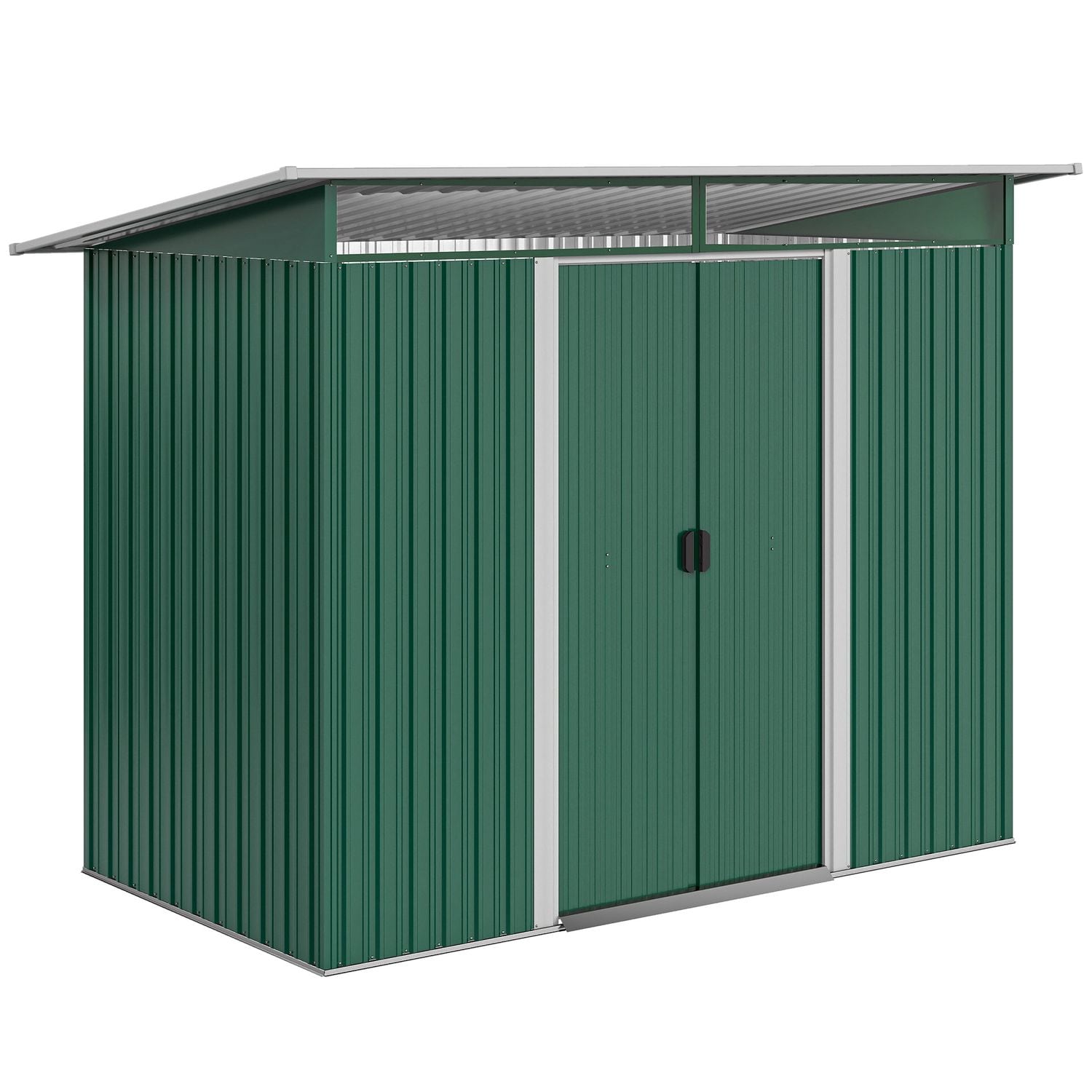 Outsunny 8.5 X 4ft Garden Shed Storage Tool Organizer with Sliding Door Vent Gre