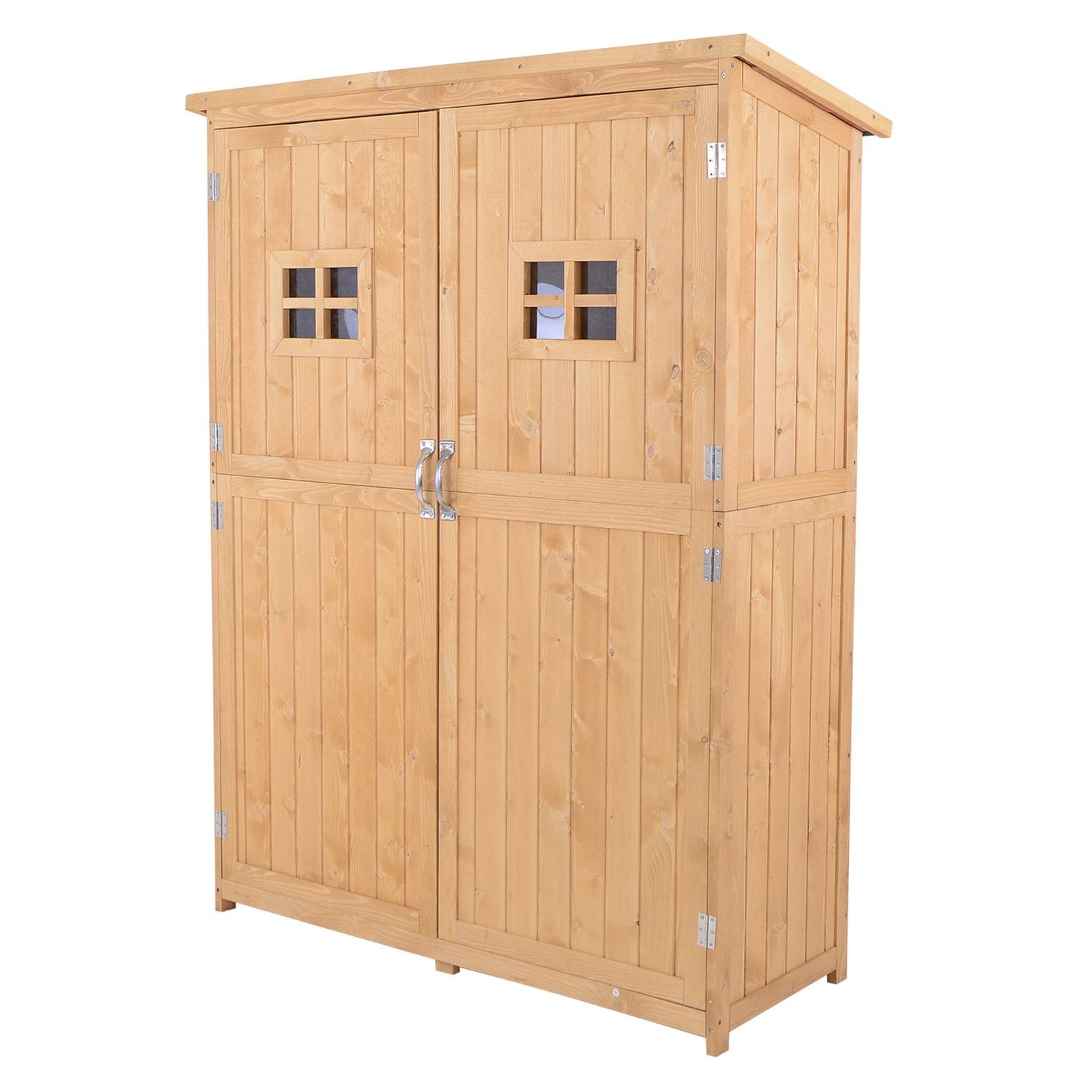 Outsunny Wooden Garden Shed Tool Storage Cabinet Organizer Double Door Shelf 5FT