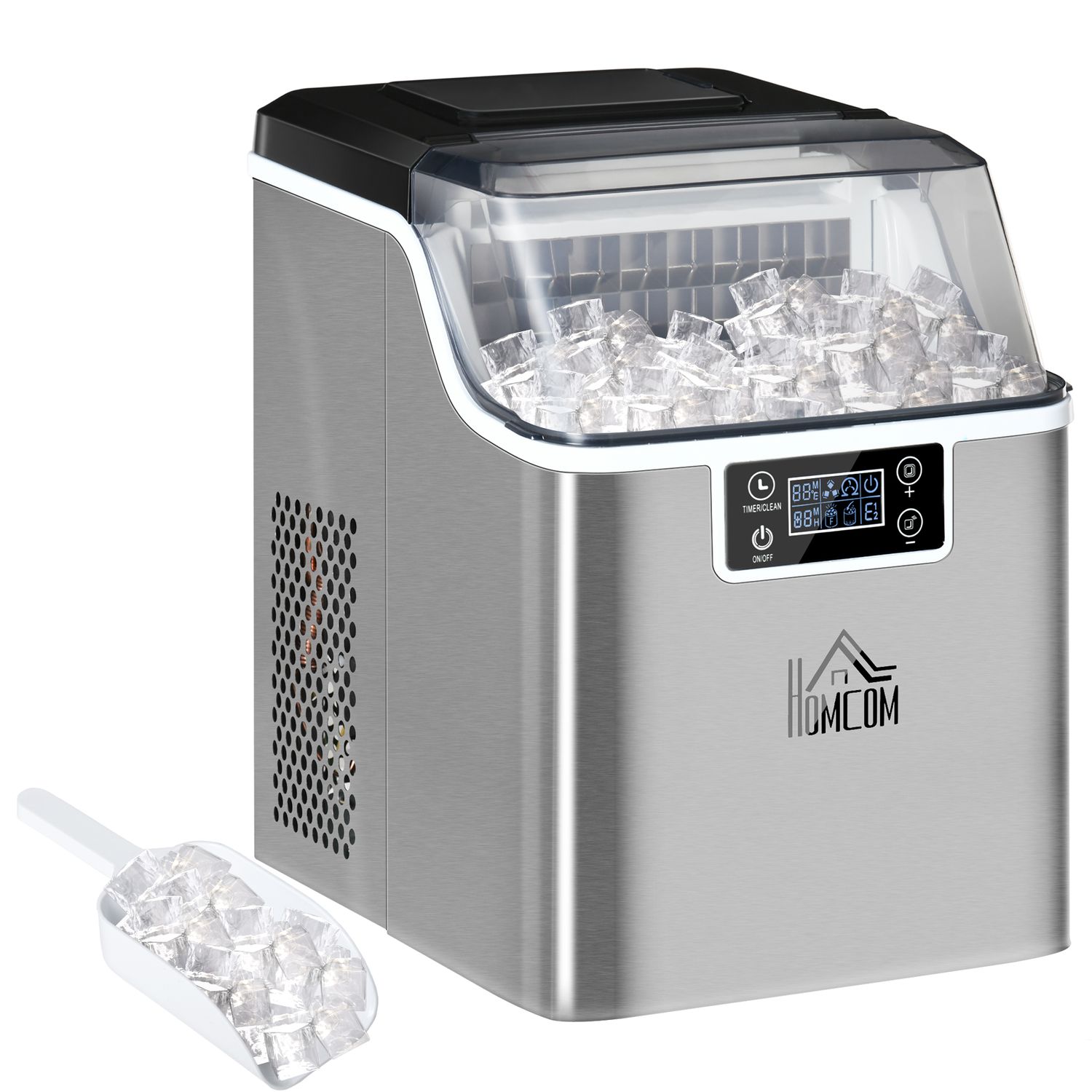 HOMCOM Ice Maker Machine Compact Counter Top Ice Cube Maker for Home 20kg In 24