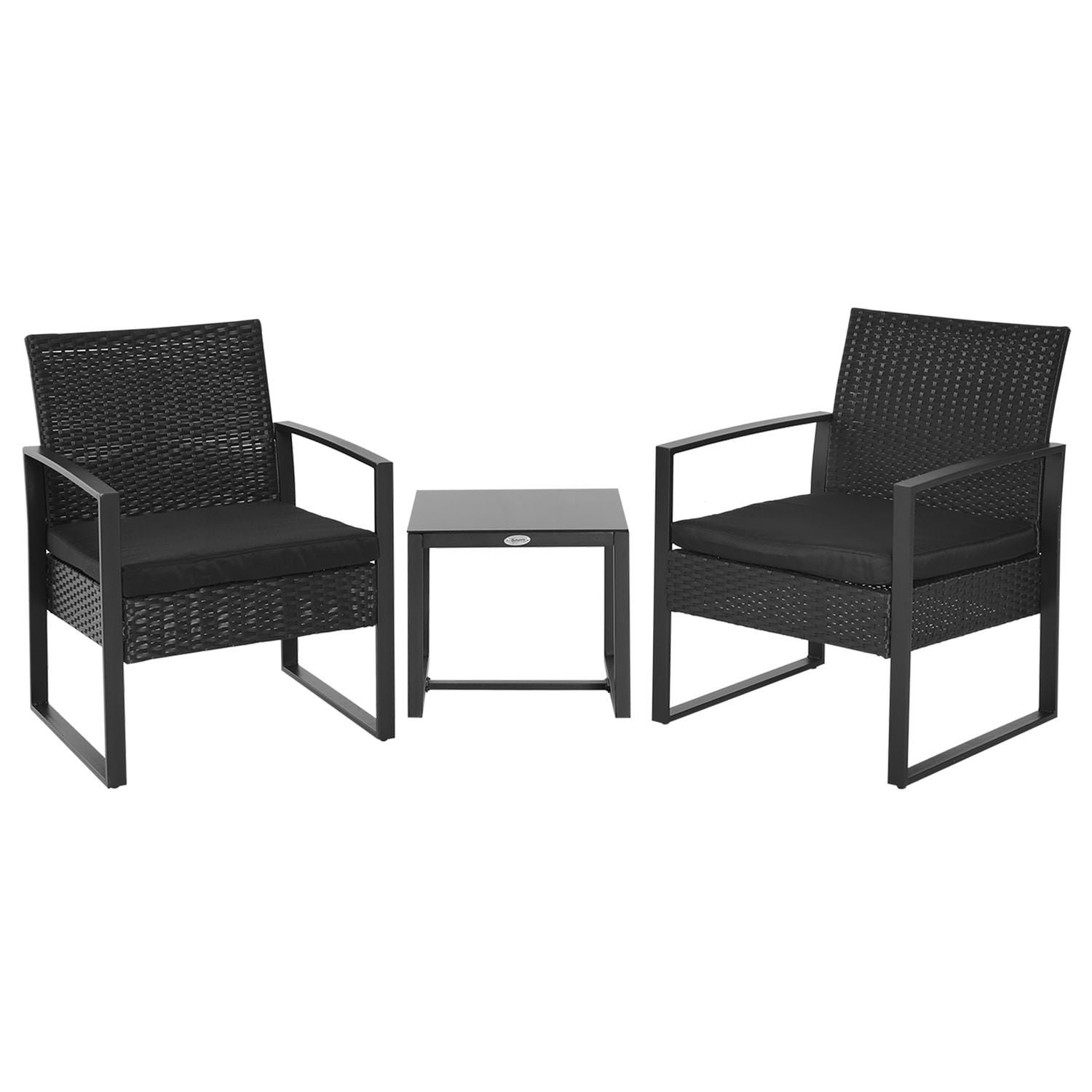 Outsunny 3 Pieces Rattan Dining Set Patio Bistro Table Chair Conversation Set863