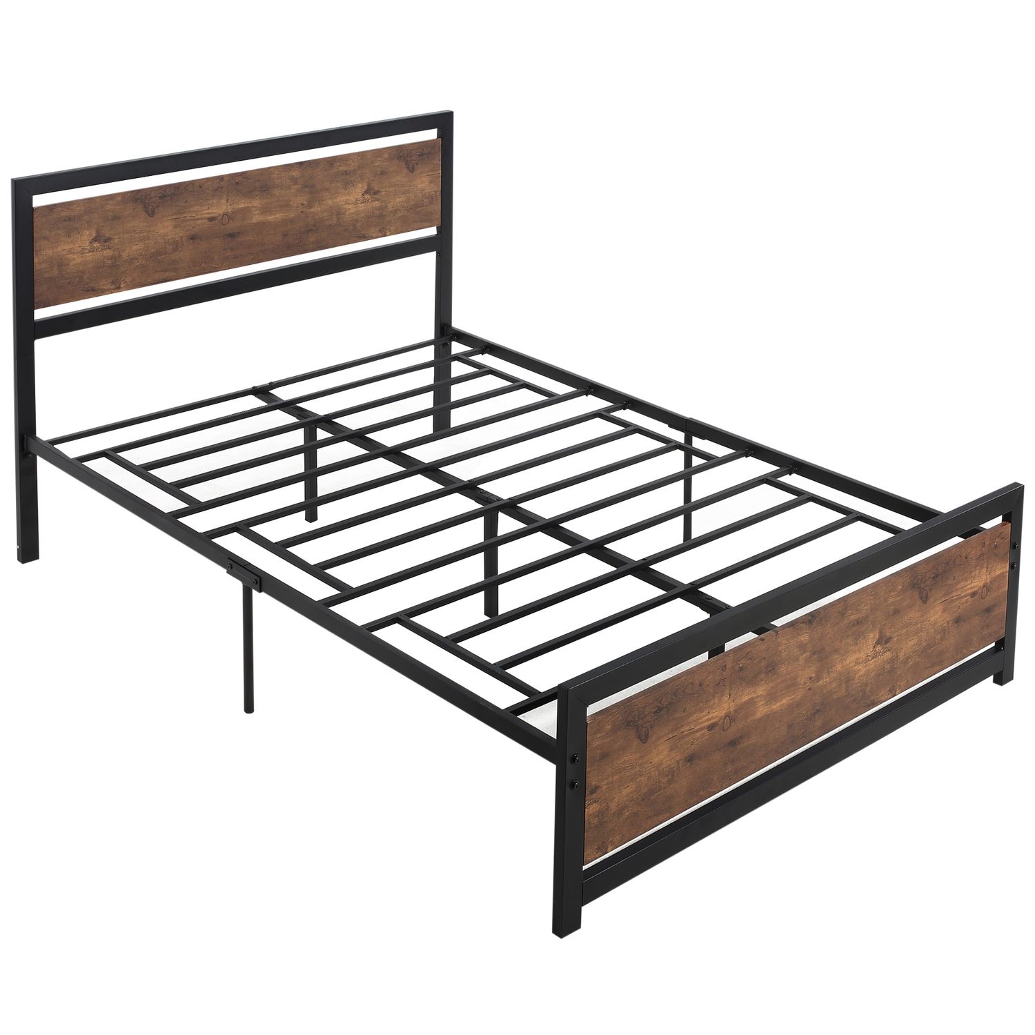 HOMCOM Double Size Metal Bed Frame Slat Support Bedstead Base W/Headboard & Foot