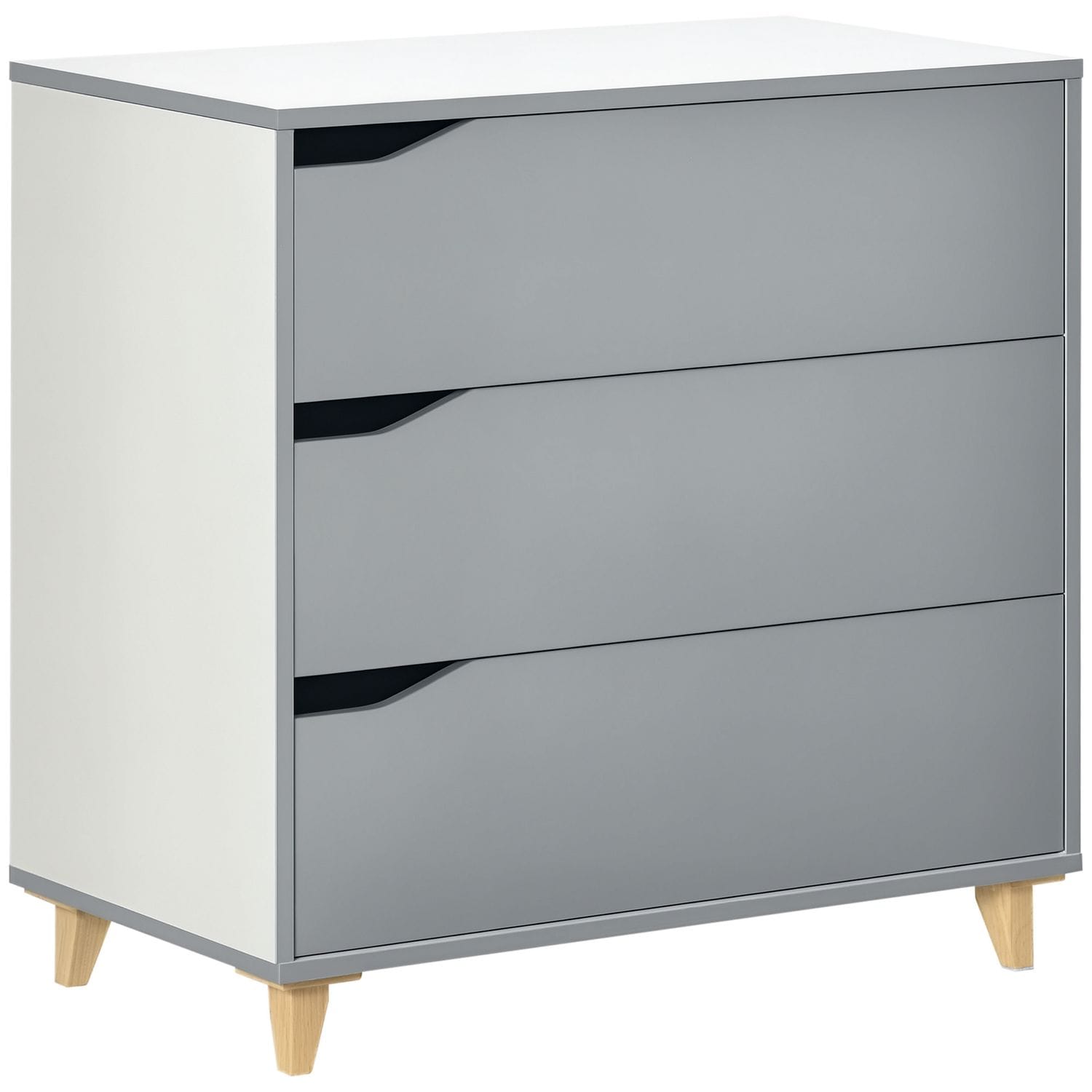 HOMCOM Chest of Drawers 3-Drawer Dresser Storage Cabinet with Solid Wood Legs Gr