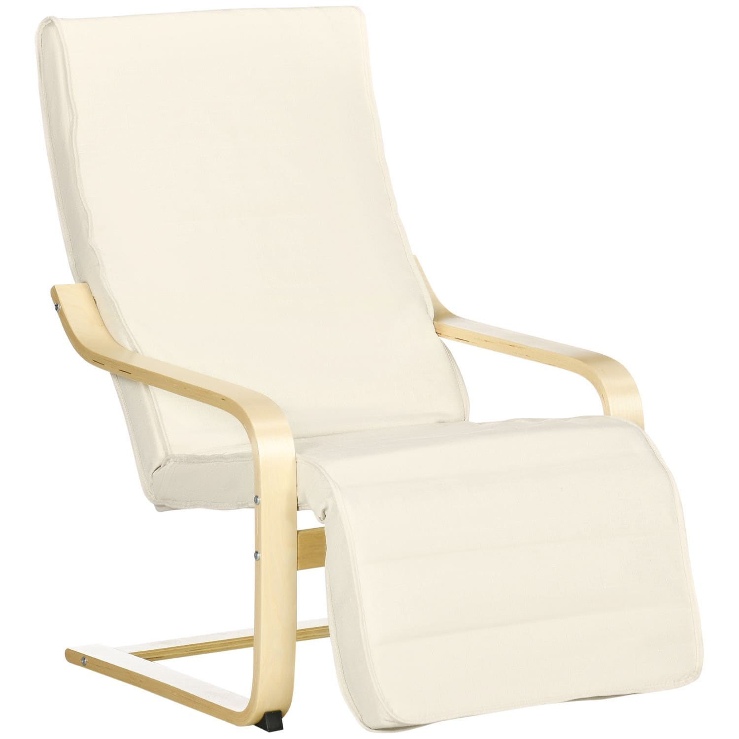 HOMCOM Deck Lounge Chair Garden Recliner Cream White Adjustable