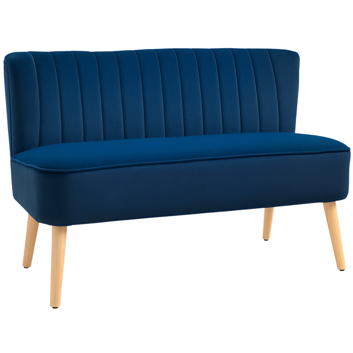 HOMCOM Modern Double Seat Sofa Compact Loveseat Couch Padded Velvet Wood Legs, B
