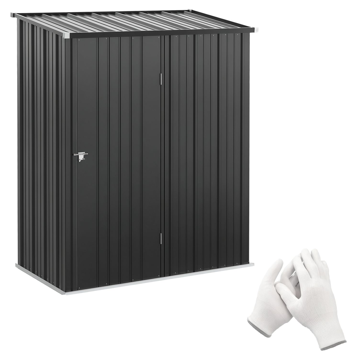 Outsunny Outdoor Storage Shed Steel Garden Shed w/Lockable Door for Backyard Pat