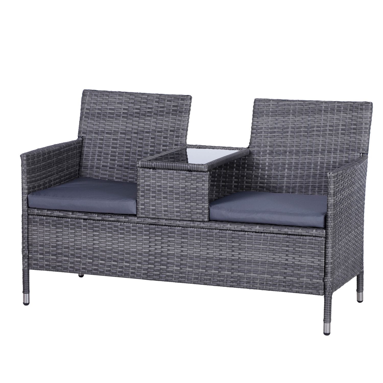 Outsunny 2 Seater Rattan Chair Garden Furniture Wicker Patio Love Seat Outdoor w