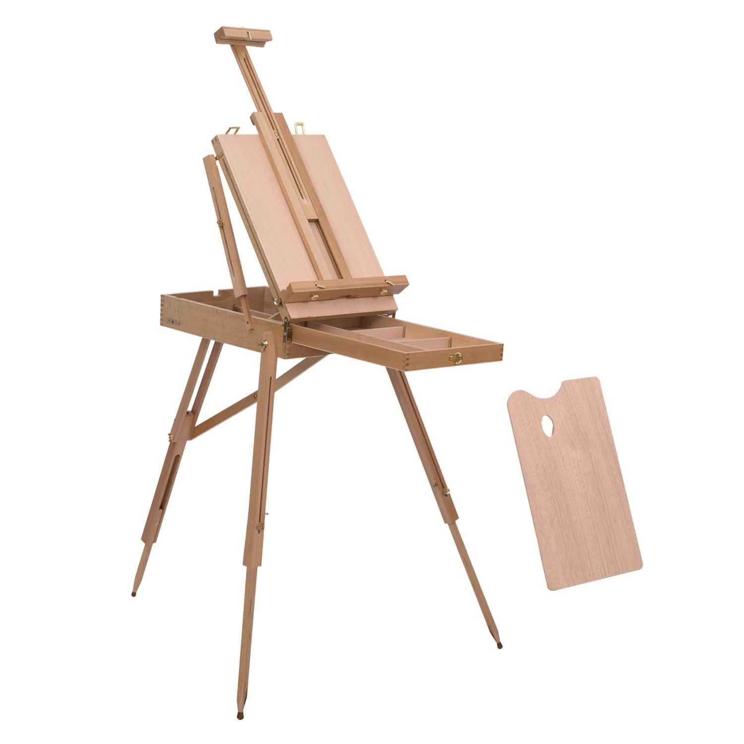 HOMCOM Wooden Tripod Art Easel Portable Sketch Drawing Box Artist Painting Folda