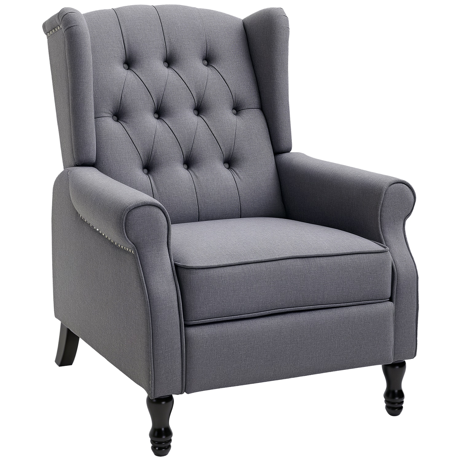 HOMCOM Recliner Armchair for Living Room Fabric Reclining Chair W/Footrest Light