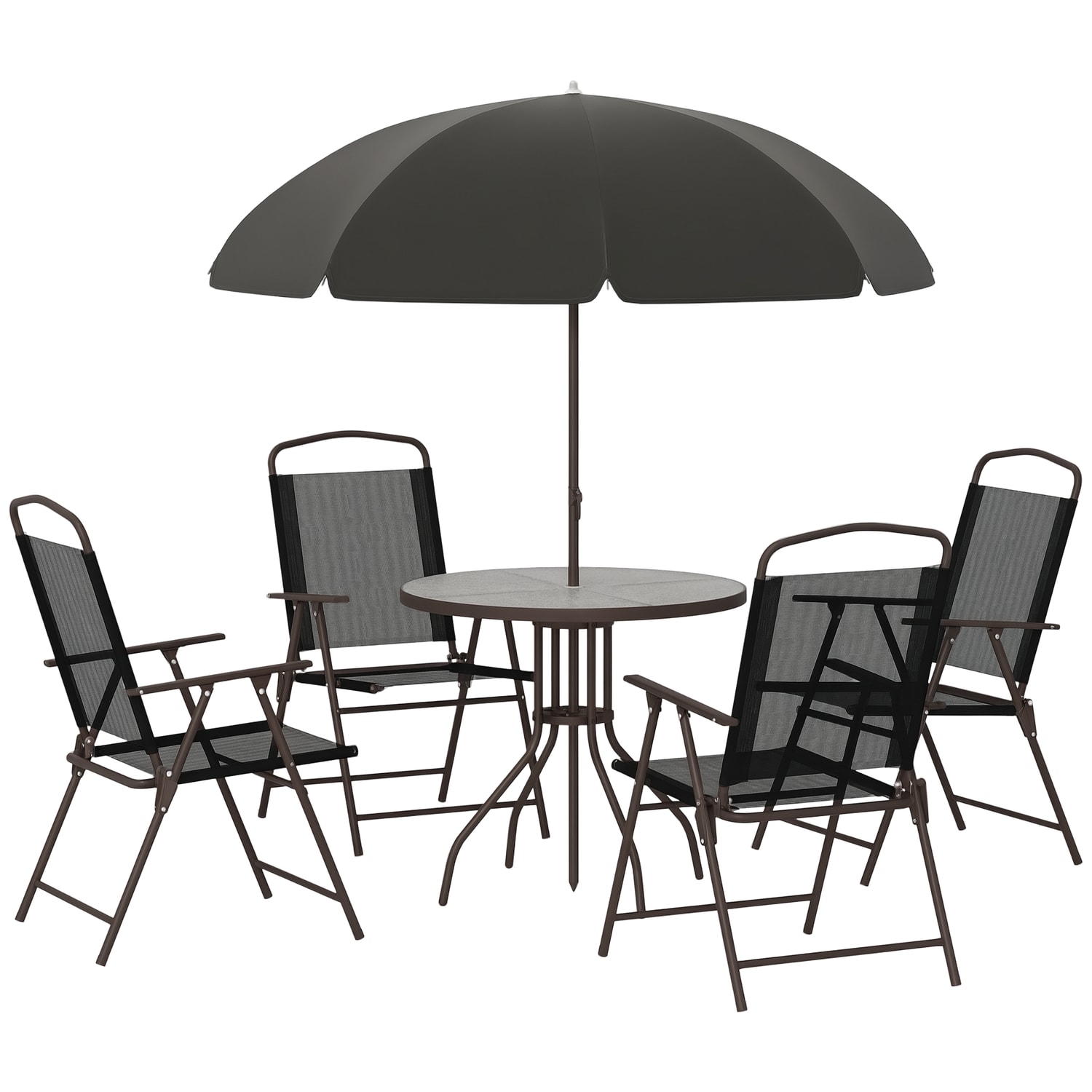 Outsunny 4 Seater Bistro Set Garden Furniture Patio Bistro Round Table Chairs W/