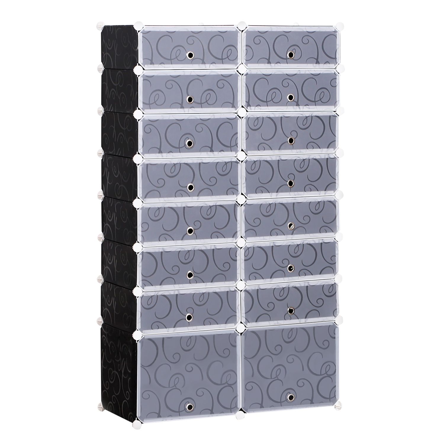 HOMCOM Large 16-Cube DIY Shoes Rack Portable Interlocking Plastic Cabinet Bedroo