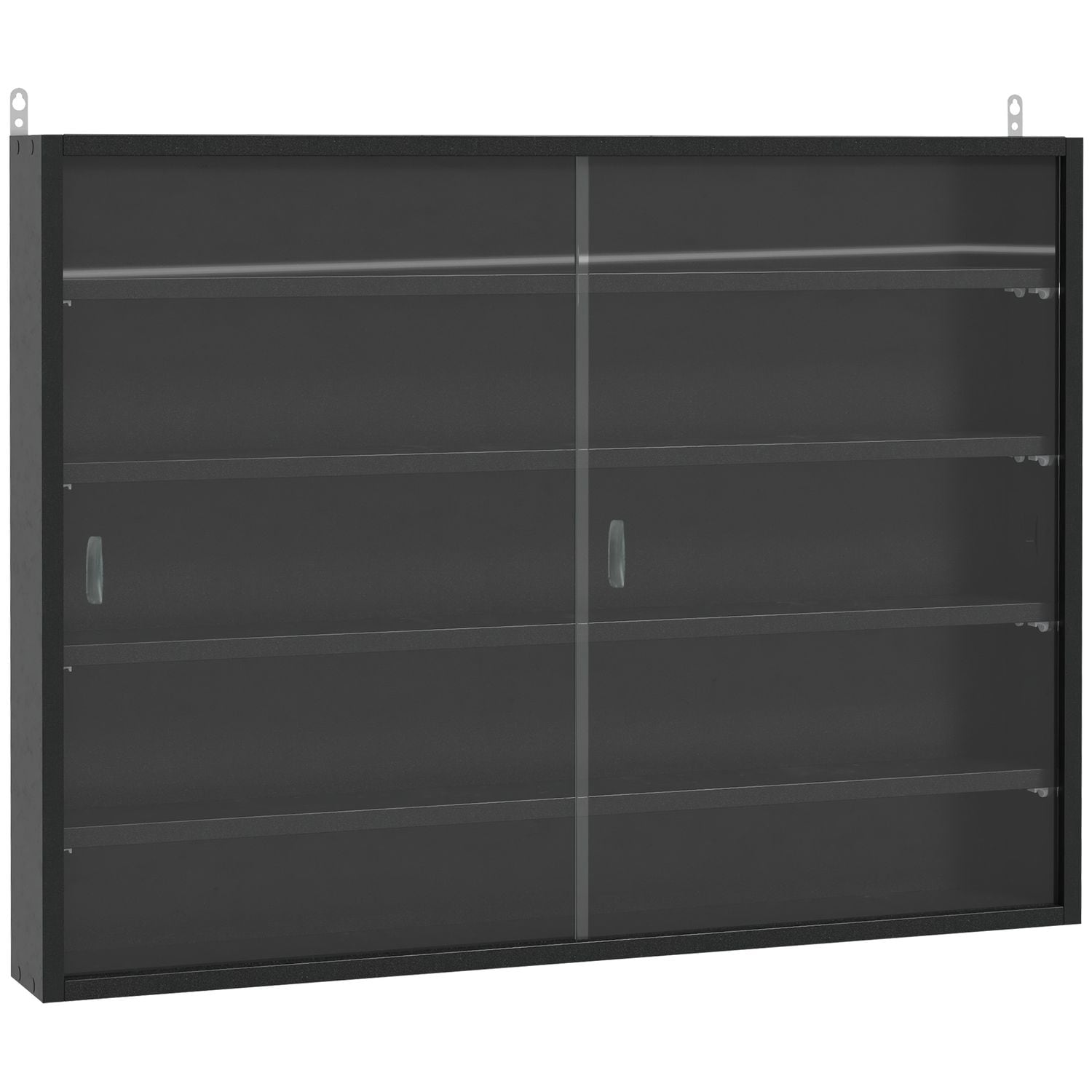 HOMCOM 5-Tier Wall Mounted Cabinet Display Shelf Unit FCM Shelves Glass Doors