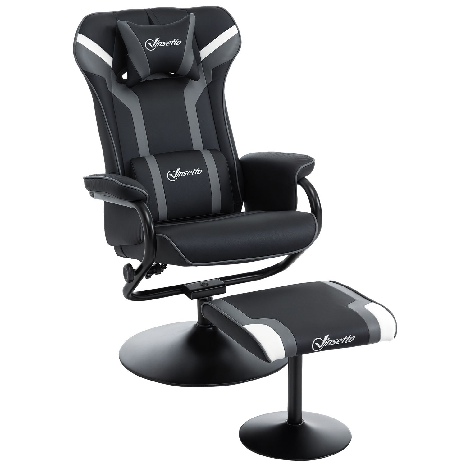 Vinsetto Video Game Chair and Footrest Set with Pedestal Base for Home Office Gr