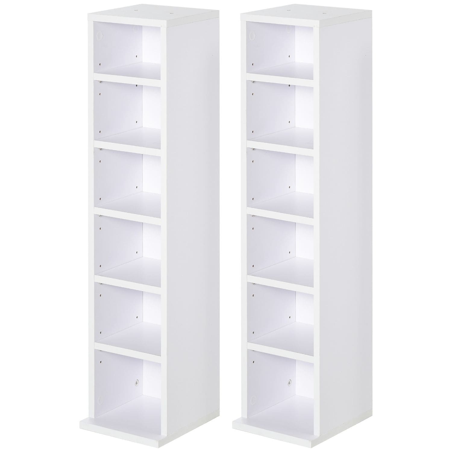 HOMCOM Set of 2 CD Media Display Shelf Unit Tower Rack FCM Shelves White